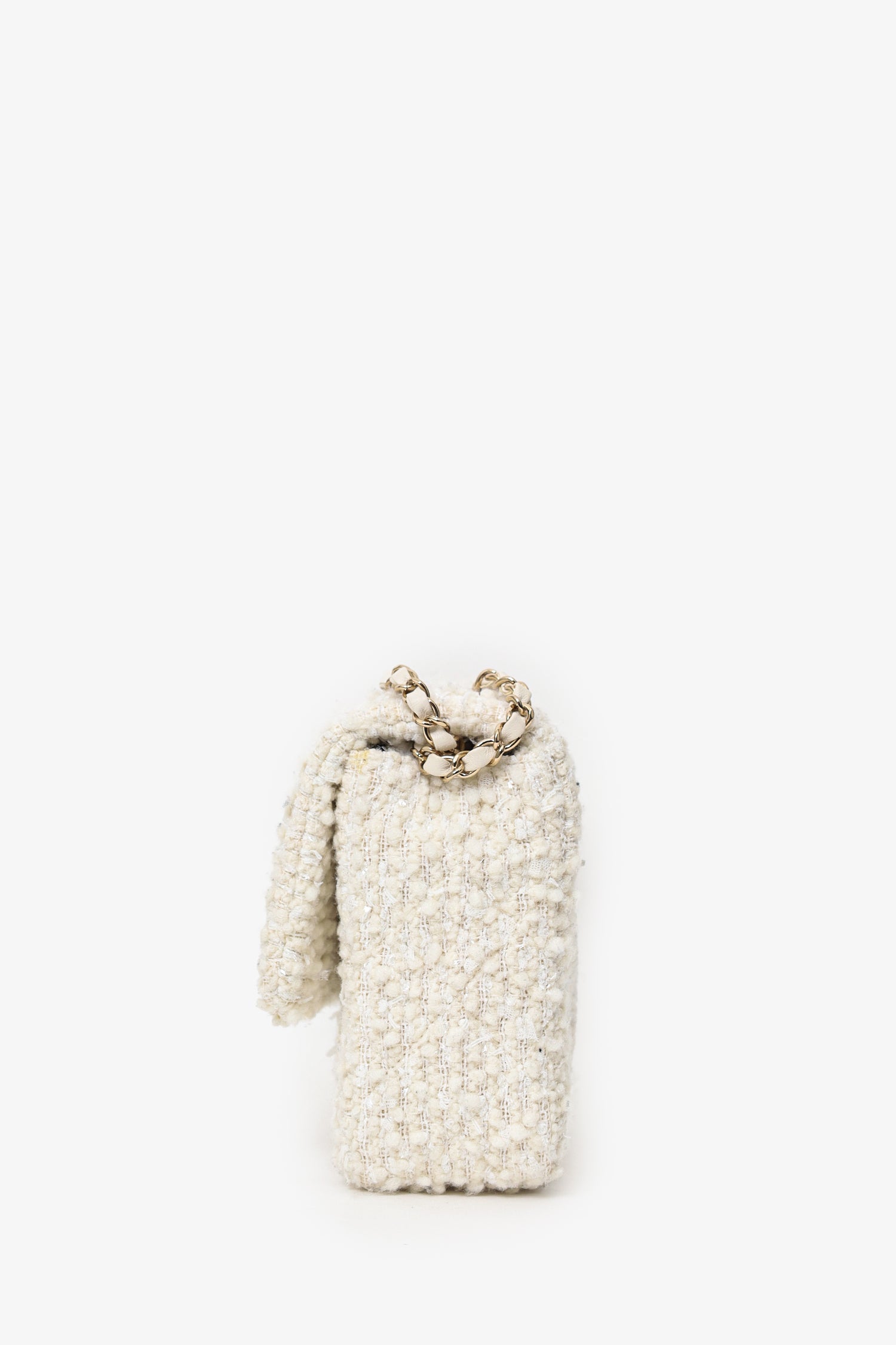 Pre-Loved Chanel™ White Medium Tweed Bag
