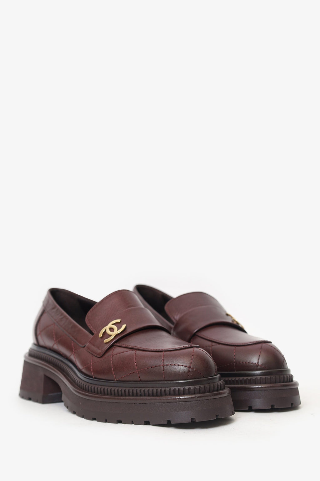 Pre-Loved Chanel™ Burgundy Loafers Size 37