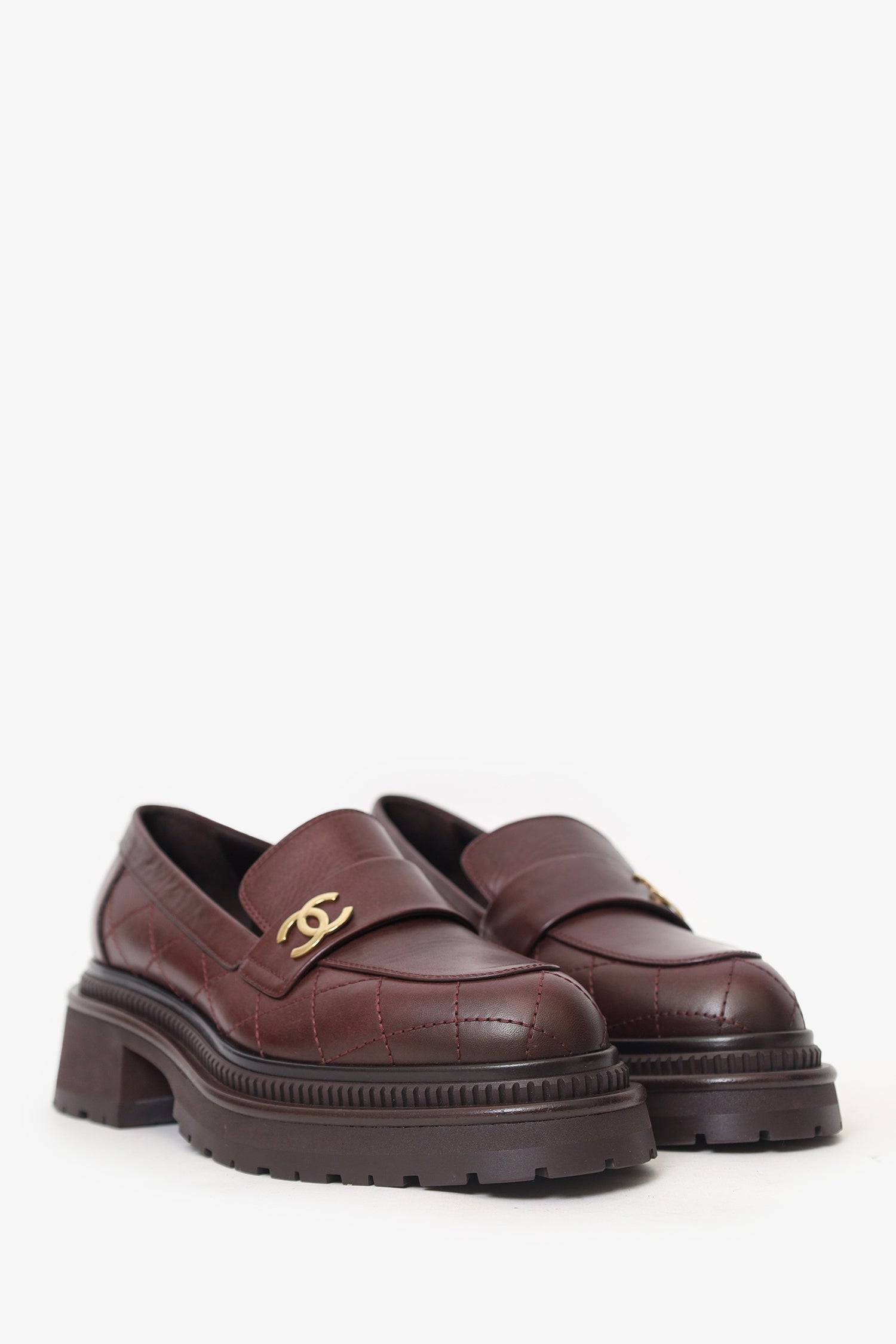 Pre-Loved Chanel™ Burgundy Loafers Size 37