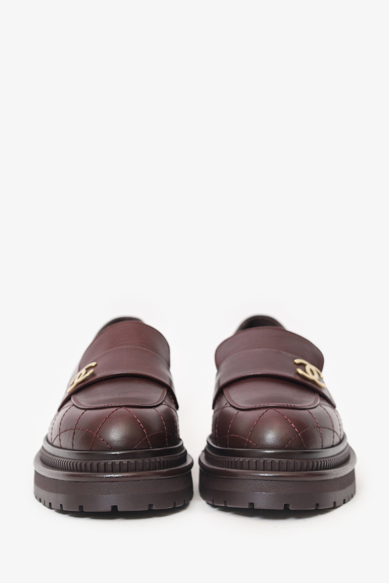 Pre-Loved Chanel™ Burgundy Loafers Size 37