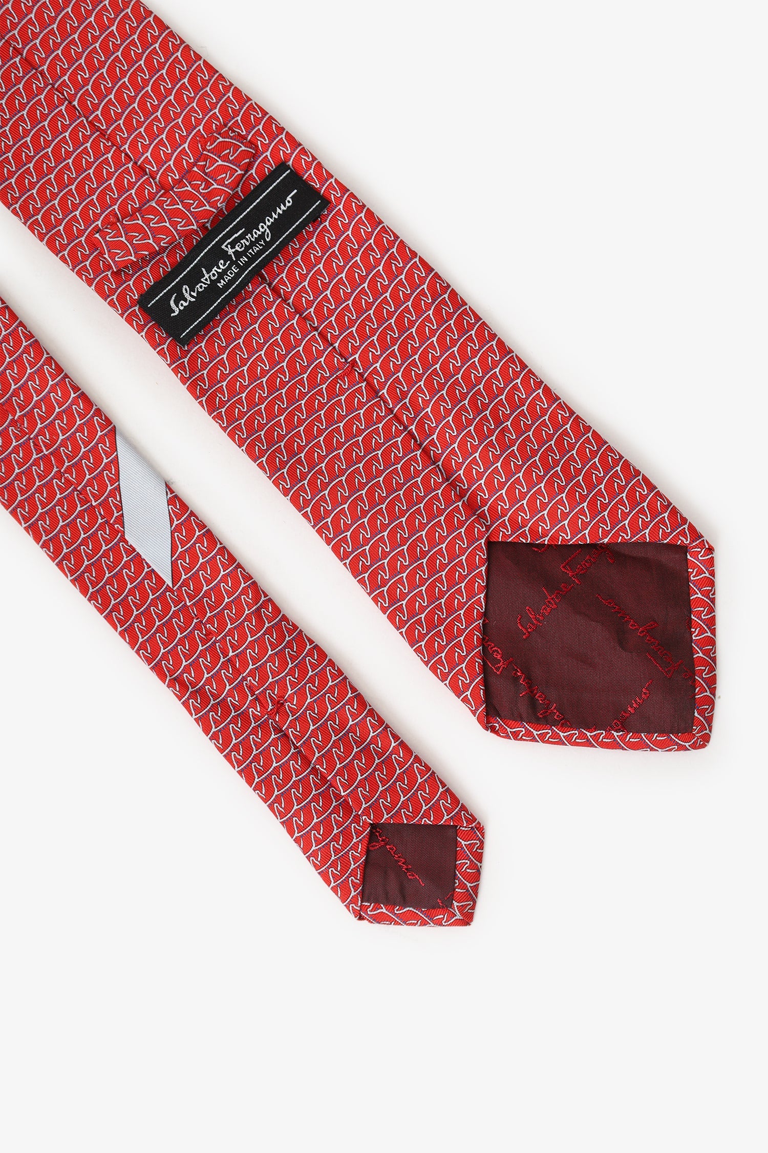 Salvatore Ferragamo Red Printed Tie