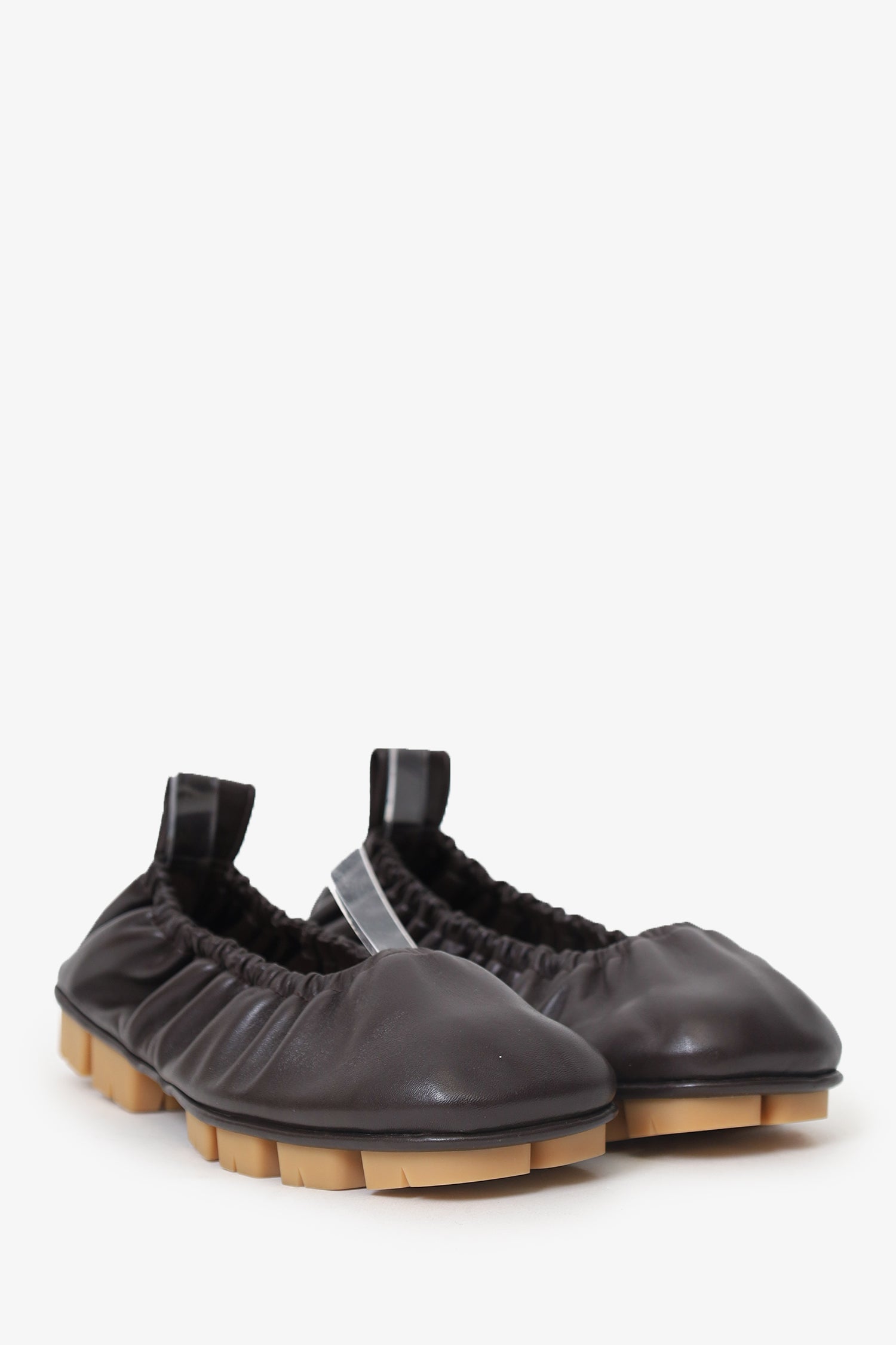 Bottega Veneta Brown Leather 'Shore Ballerina' Flats Size 36