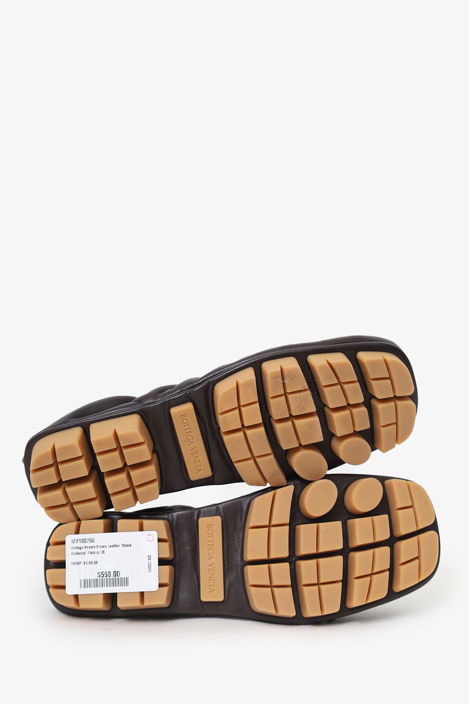 Bottega Veneta Brown Leather 'Shore Ballerina' Flats Size 36