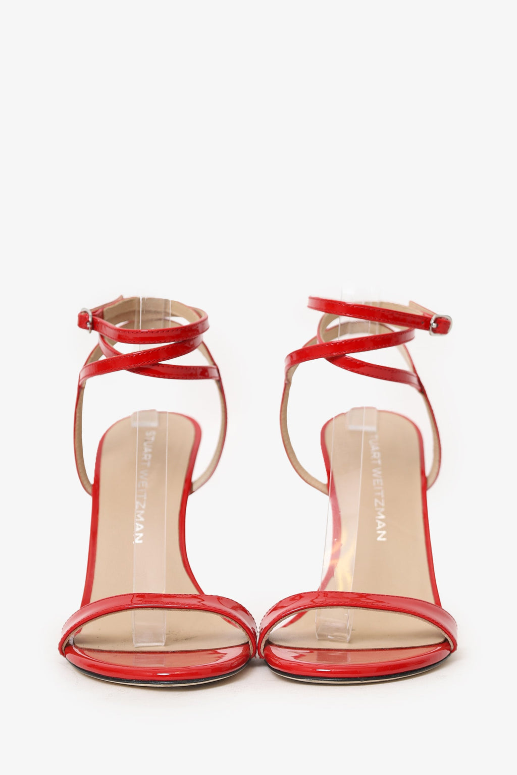 Staurt Weitzman Red Patent Leather Strappy Heels Size 8