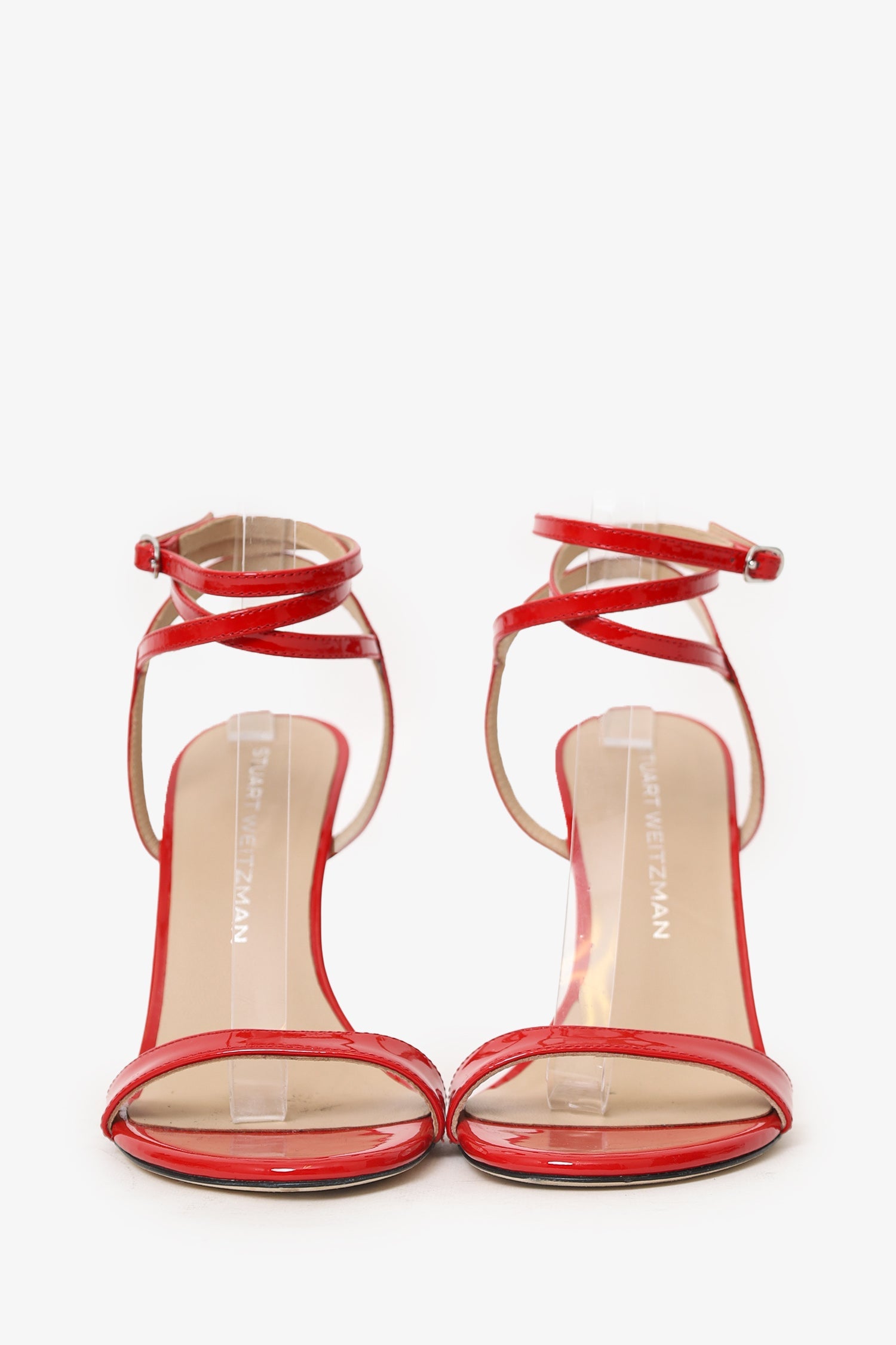 Staurt Weitzman Red Patent Leather Strappy Heels Size 8