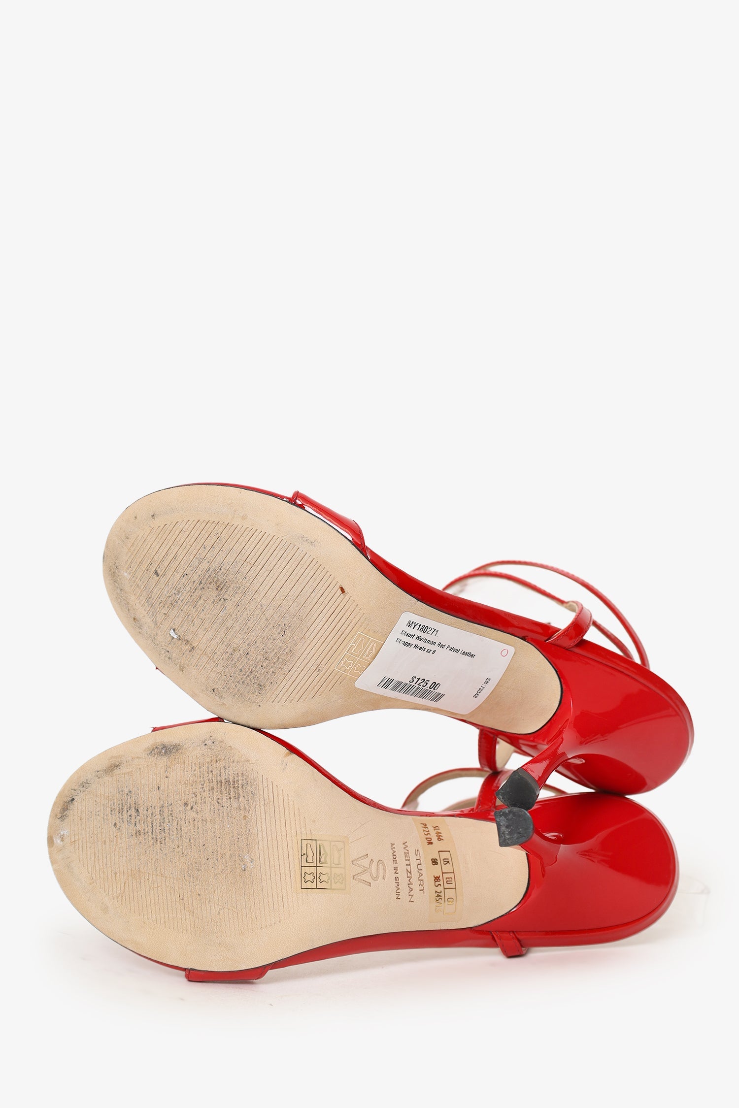 Staurt Weitzman Red Patent Leather Strappy Heels Size 8