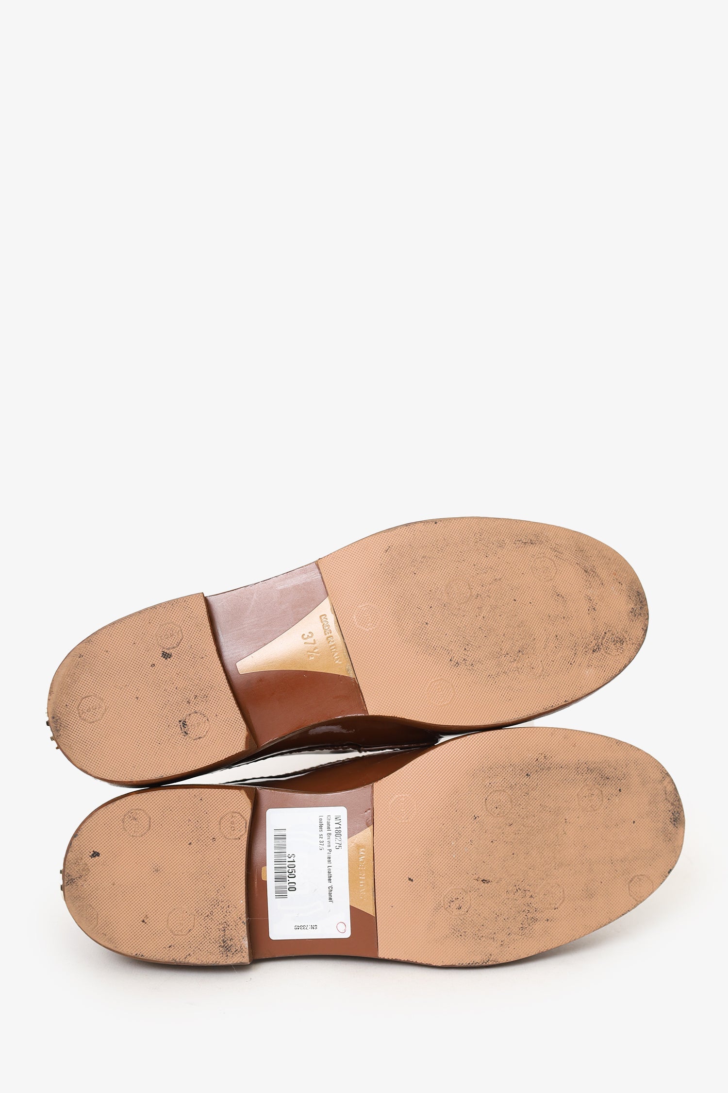 Pre-Loved Chanel™ Brown Patent Leather 'Chanel' Loafers Size 37.5