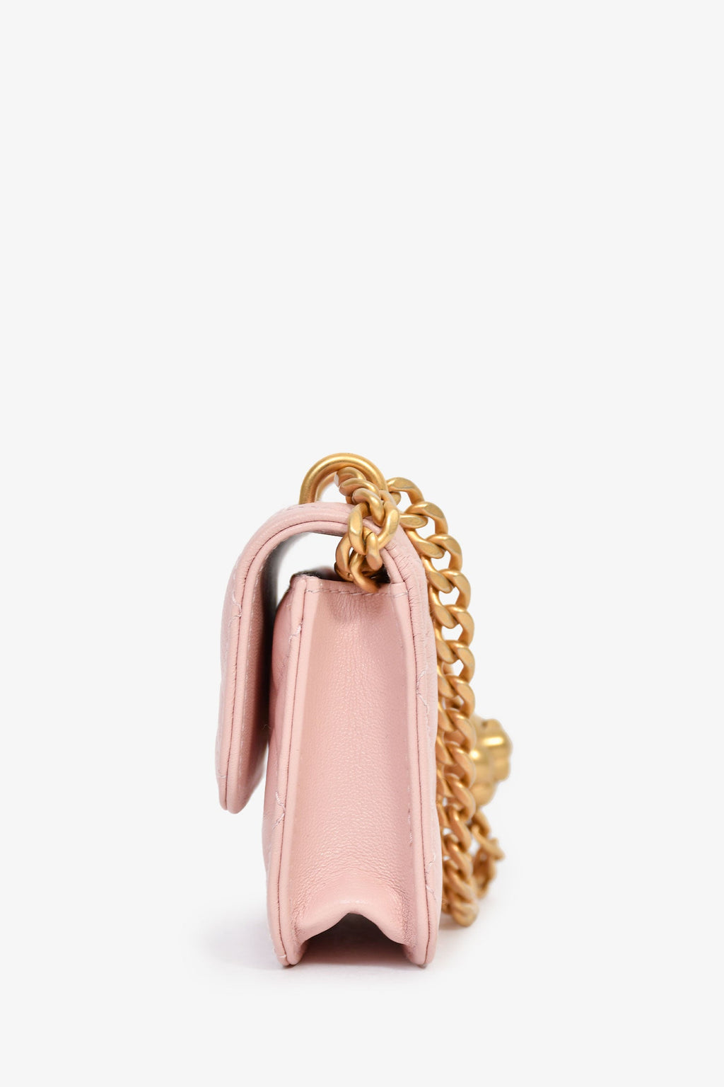 Pre-Loved Chanel™ 2021+ Pink Leather 'Pearl Crush' Mini Crossbody Bag