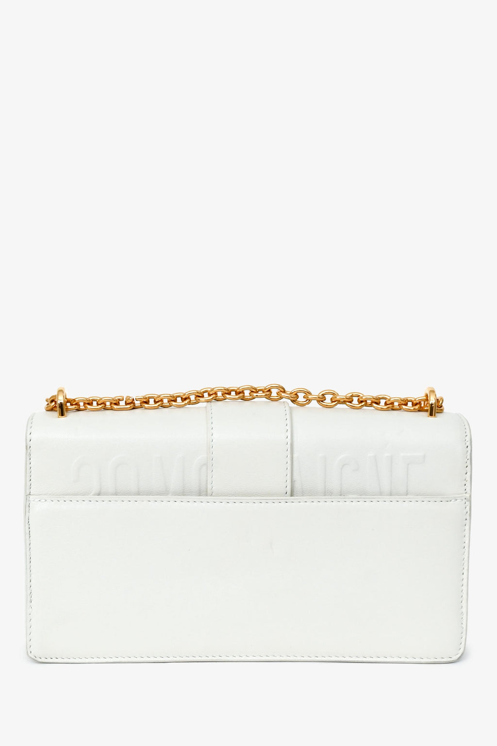 Christian Dior White Leather '30 Montaigne East-West' Crossbody Bag With Chain