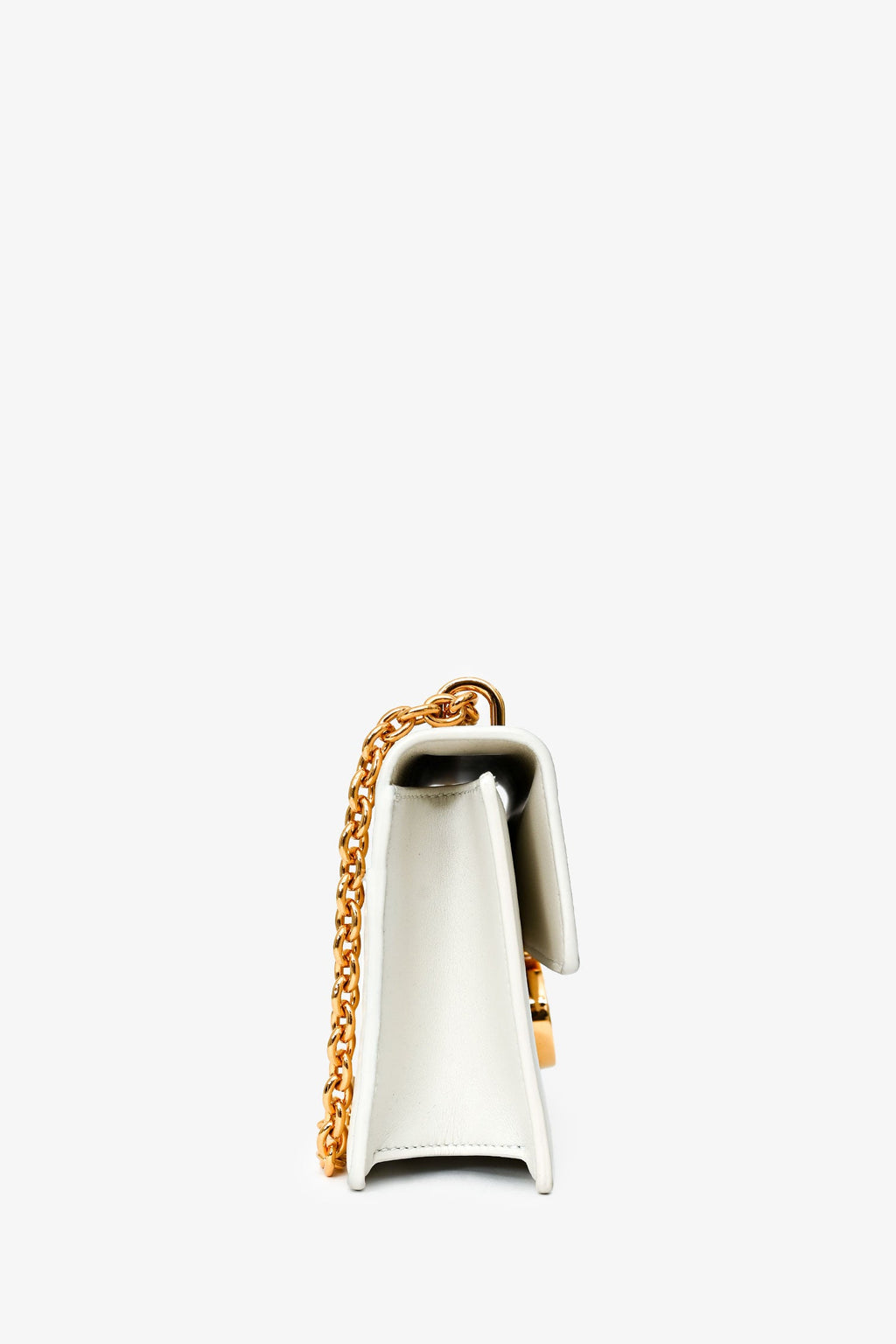 Christian Dior White Leather '30 Montaigne East-West' Crossbody Bag With Chain
