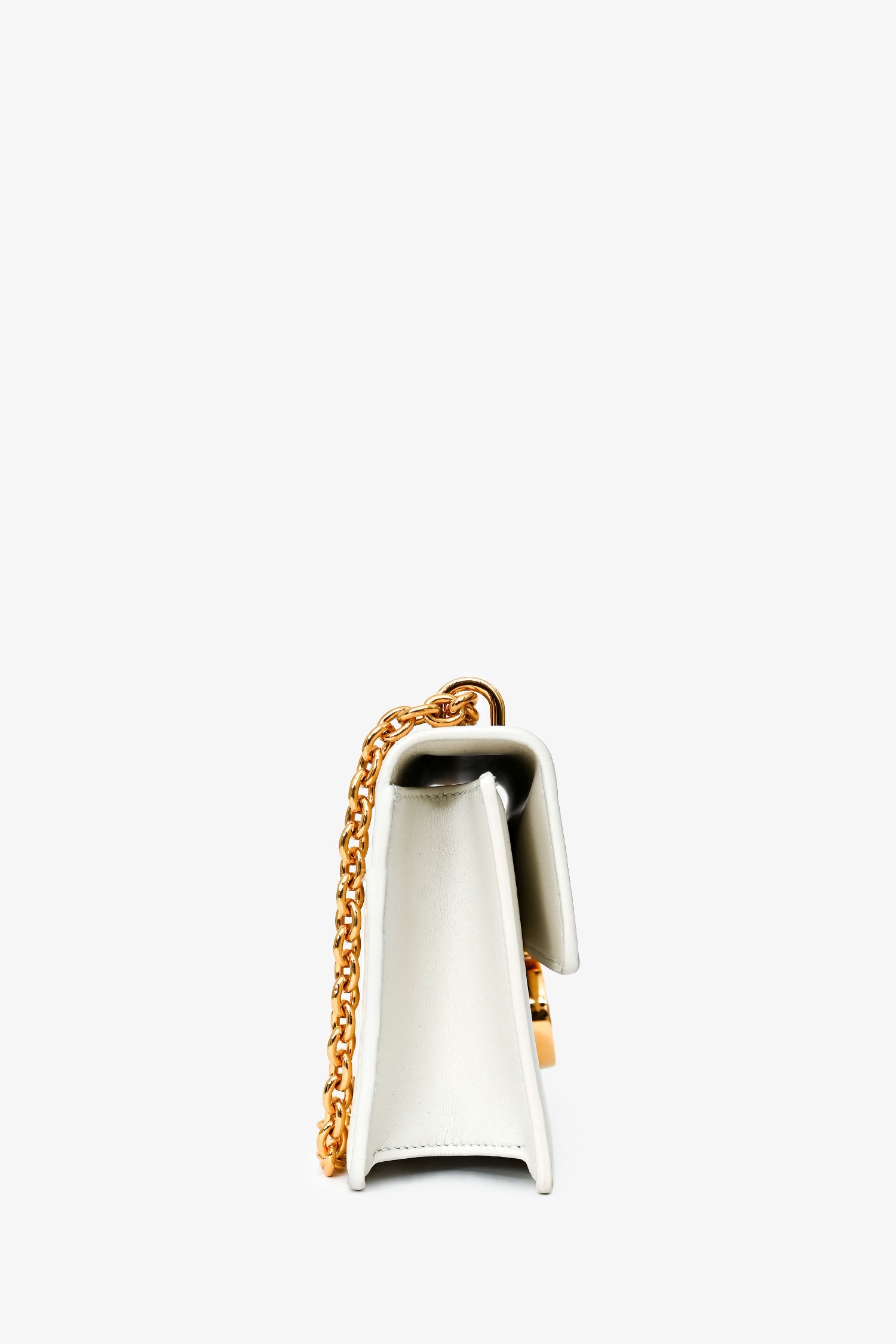 Christian Dior White Leather '30 Montaigne East-West' Crossbody Bag With Chain