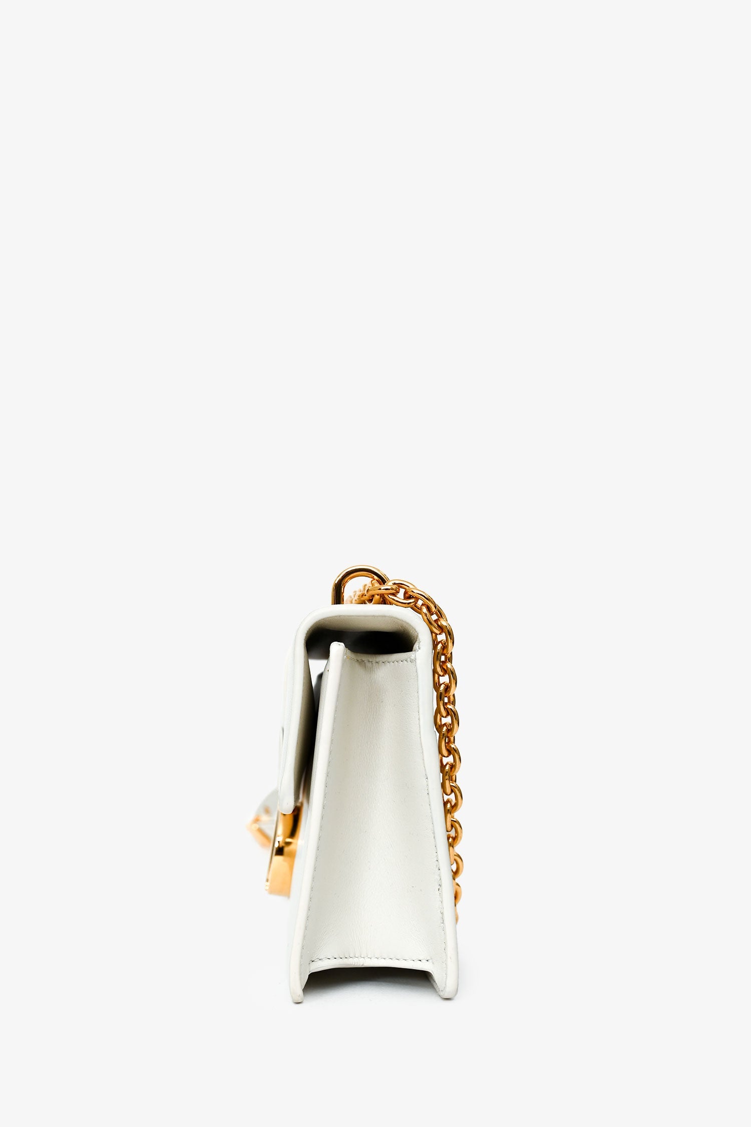 Christian Dior White Leather '30 Montaigne East-West' Crossbody Bag With Chain