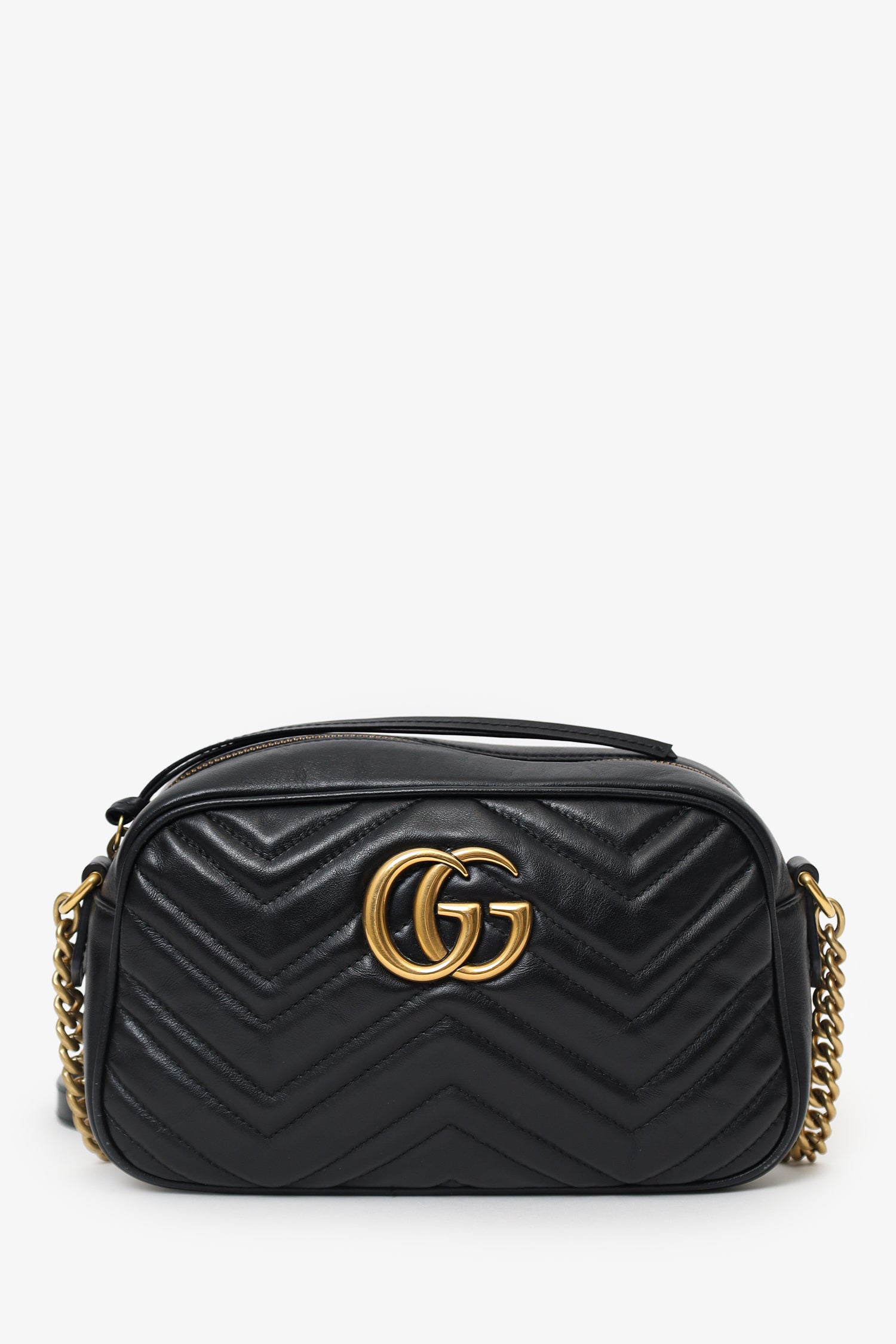 Gucci Black Leather Small Marmont Matelasse Camera Bag
