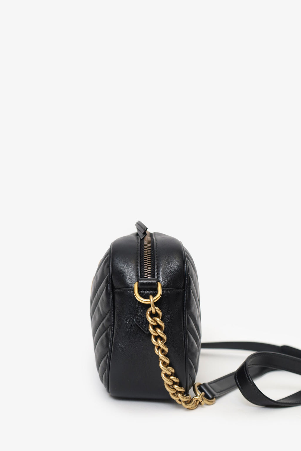 Gucci Black Leather Small Marmont Matelasse Camera Bag