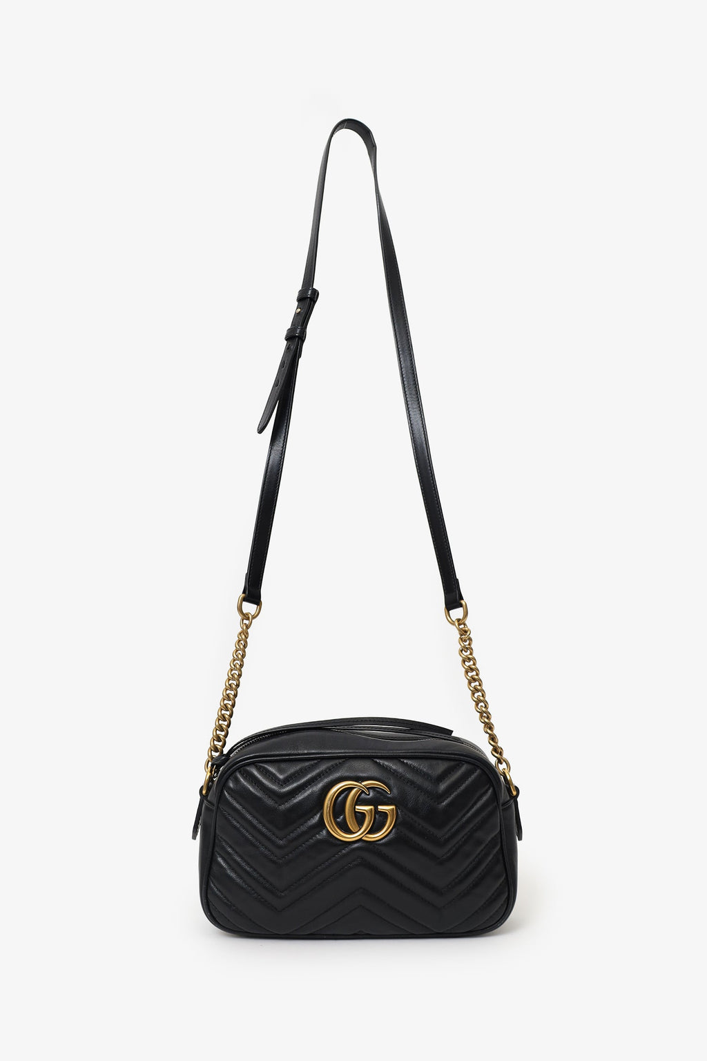 Gucci Black Leather Small Marmont Matelasse Camera Bag