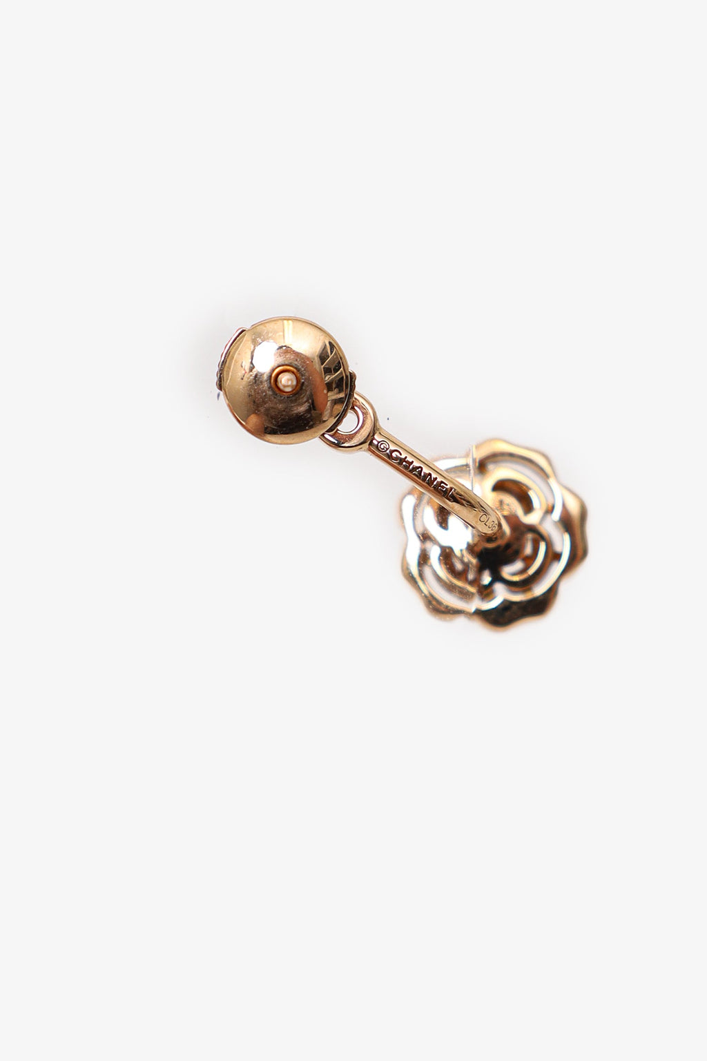 Pre-Loved Chanel™ 18K Rose Gold Diamond Extrait de Camélia Single Earring