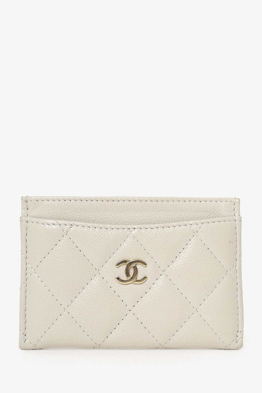 Pre-Loved Chanel™ Grey Quilted Caviar CC  Holder