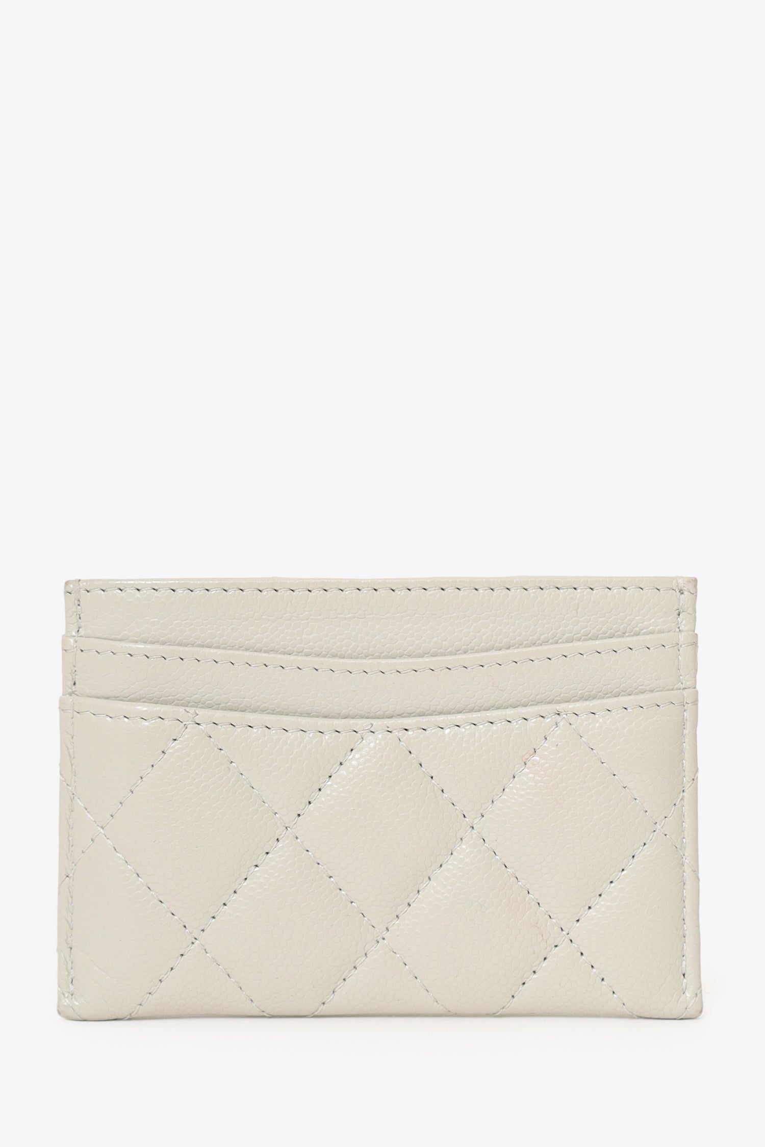 Pre-Loved Chanel™ Grey Quilted Caviar CC  Holder