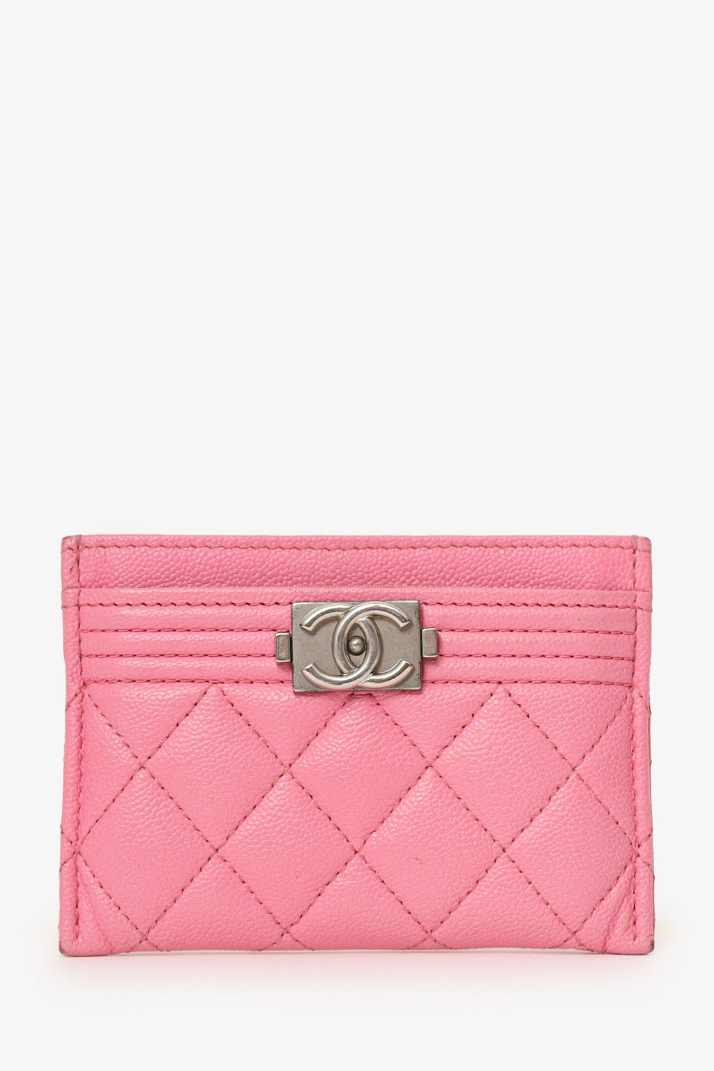 Pre-Loved Chanel™ Pink Quilted Caviar Boy  Holder