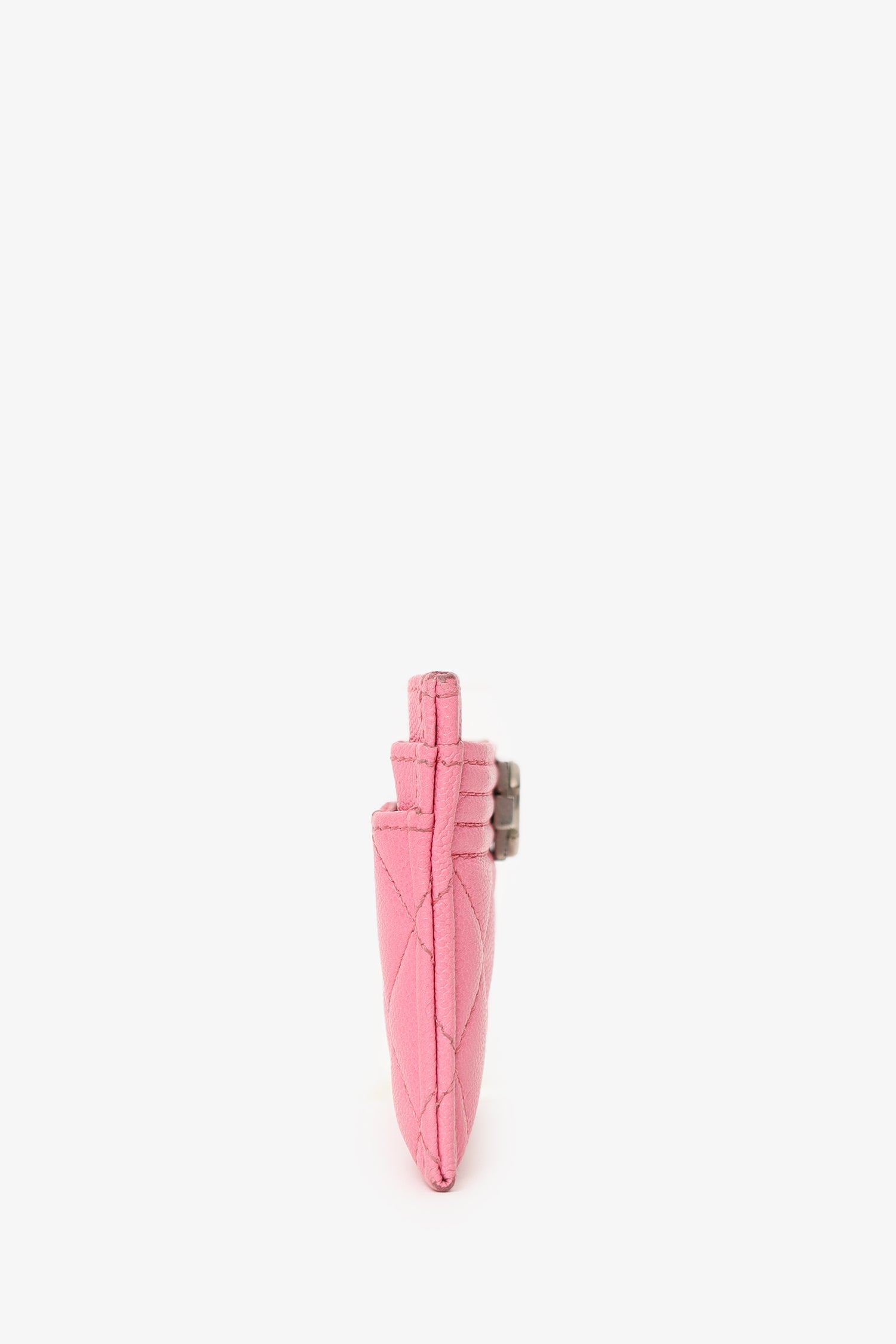 Pre-Loved Chanel™ Pink Quilted Caviar Boy  Holder