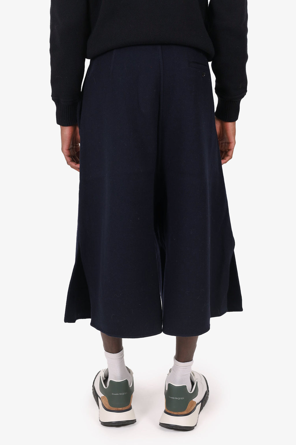 Loewe Navy Blue Wool/Cashmere Wide Leg Cropped Cargo Pants Size 54 Mens