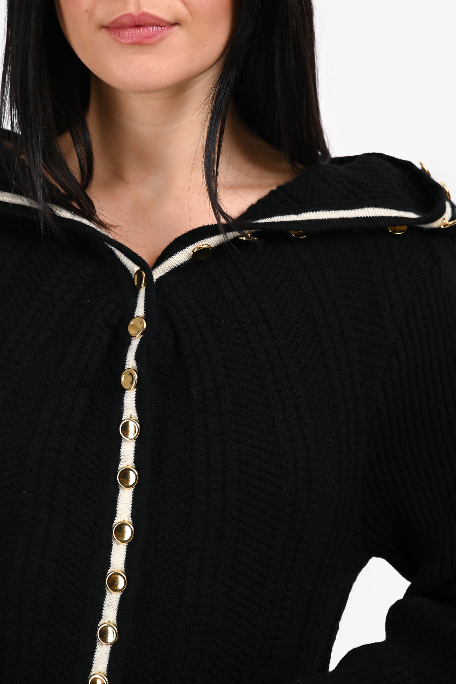 Y/Project Black/White Knit Gold Button Down igan Size 34