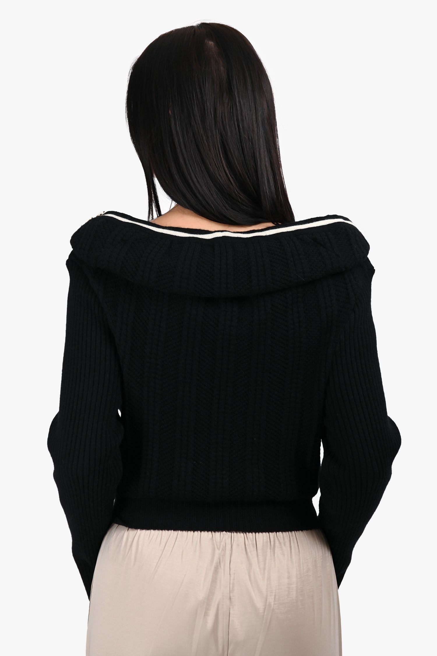 Y/Project Black/White Knit Gold Button Down igan Size 34