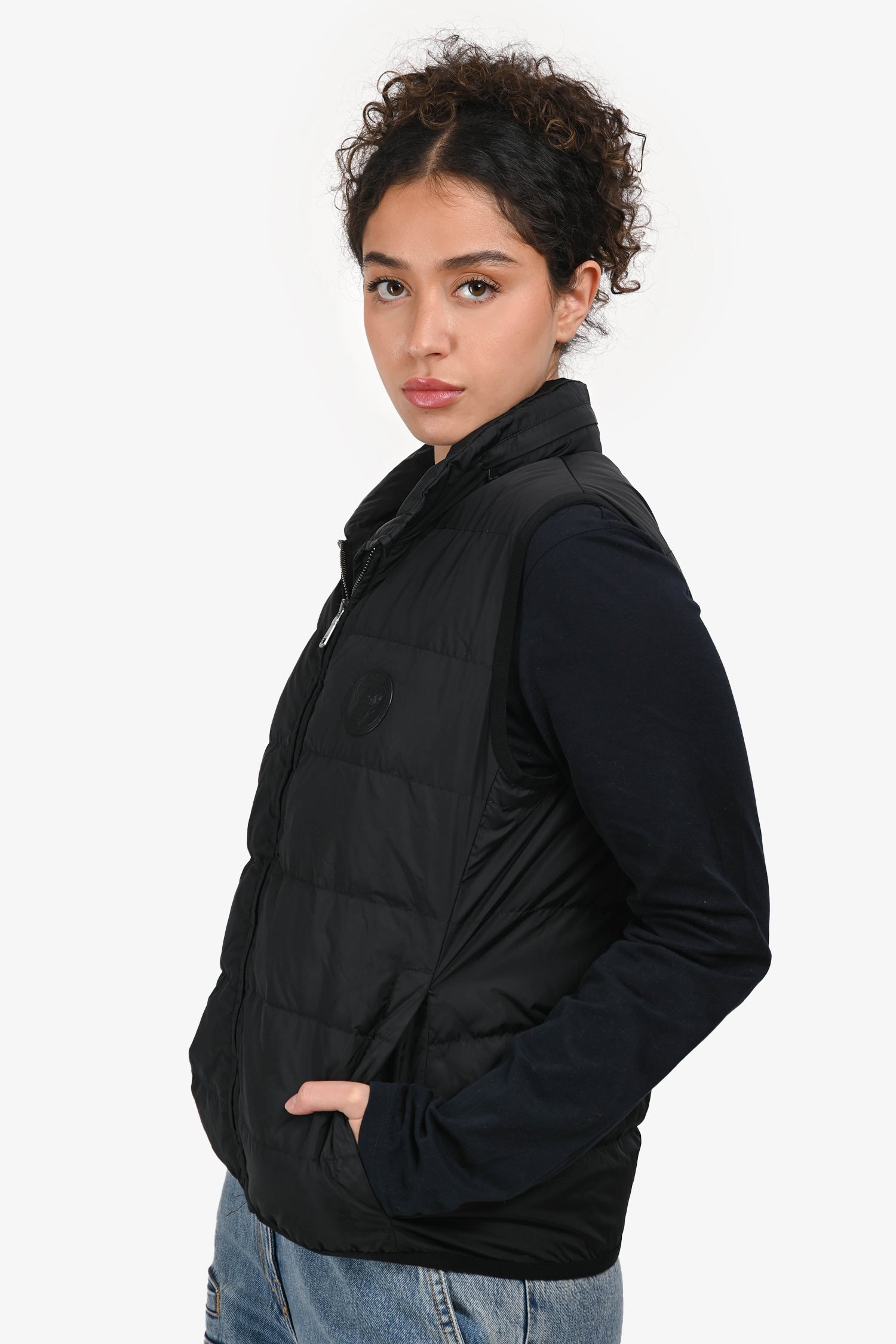 Gucci Black Logo Patch Down Vest Size 42