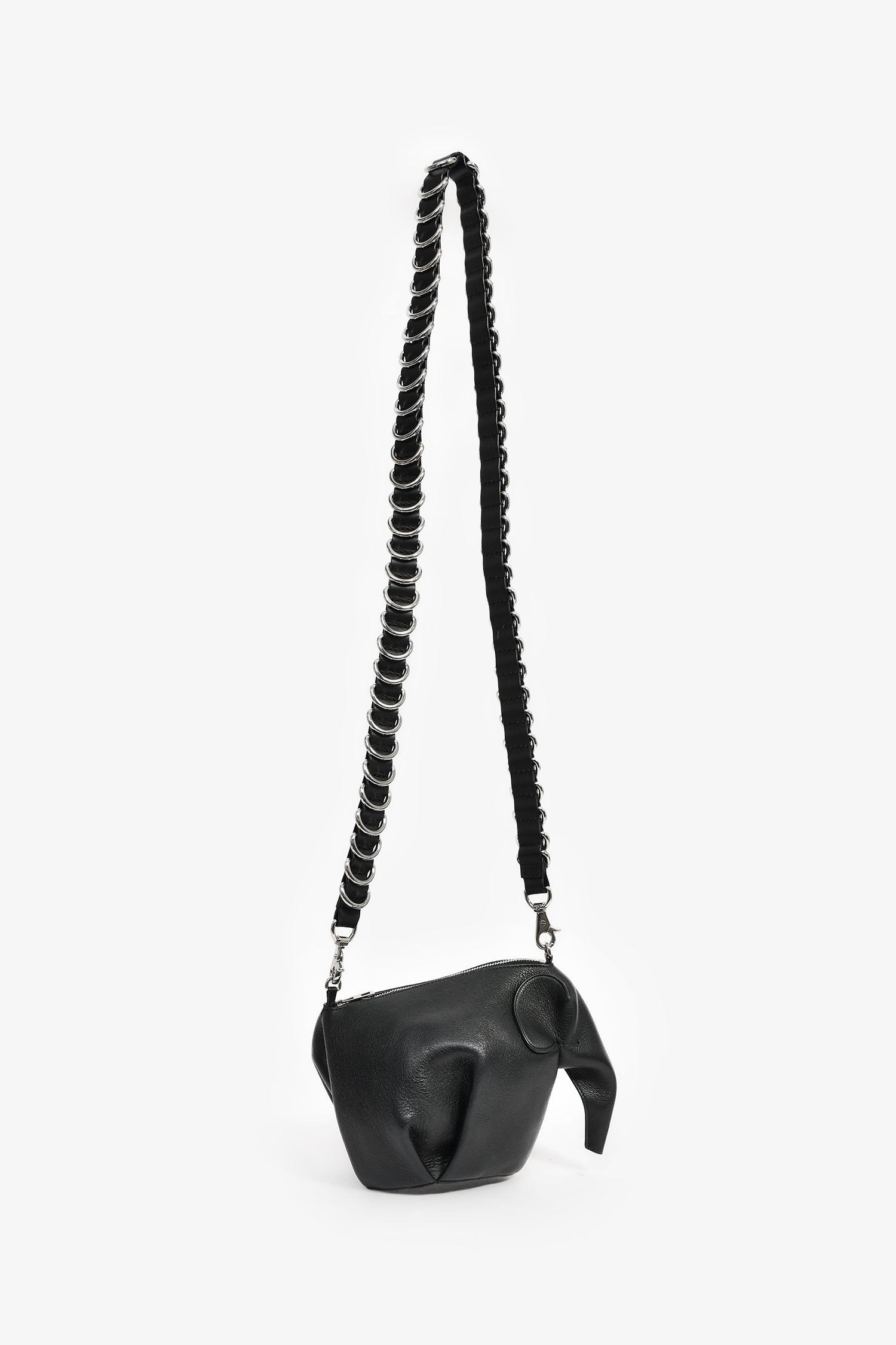 Loewe Black Leather Elephant Bag With Strap
