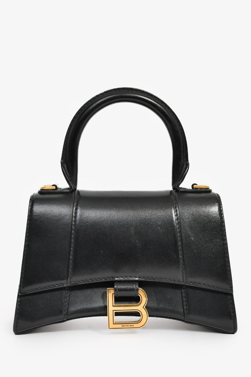 Balenciaga Black Leather Small Hourglass Bag with Strap