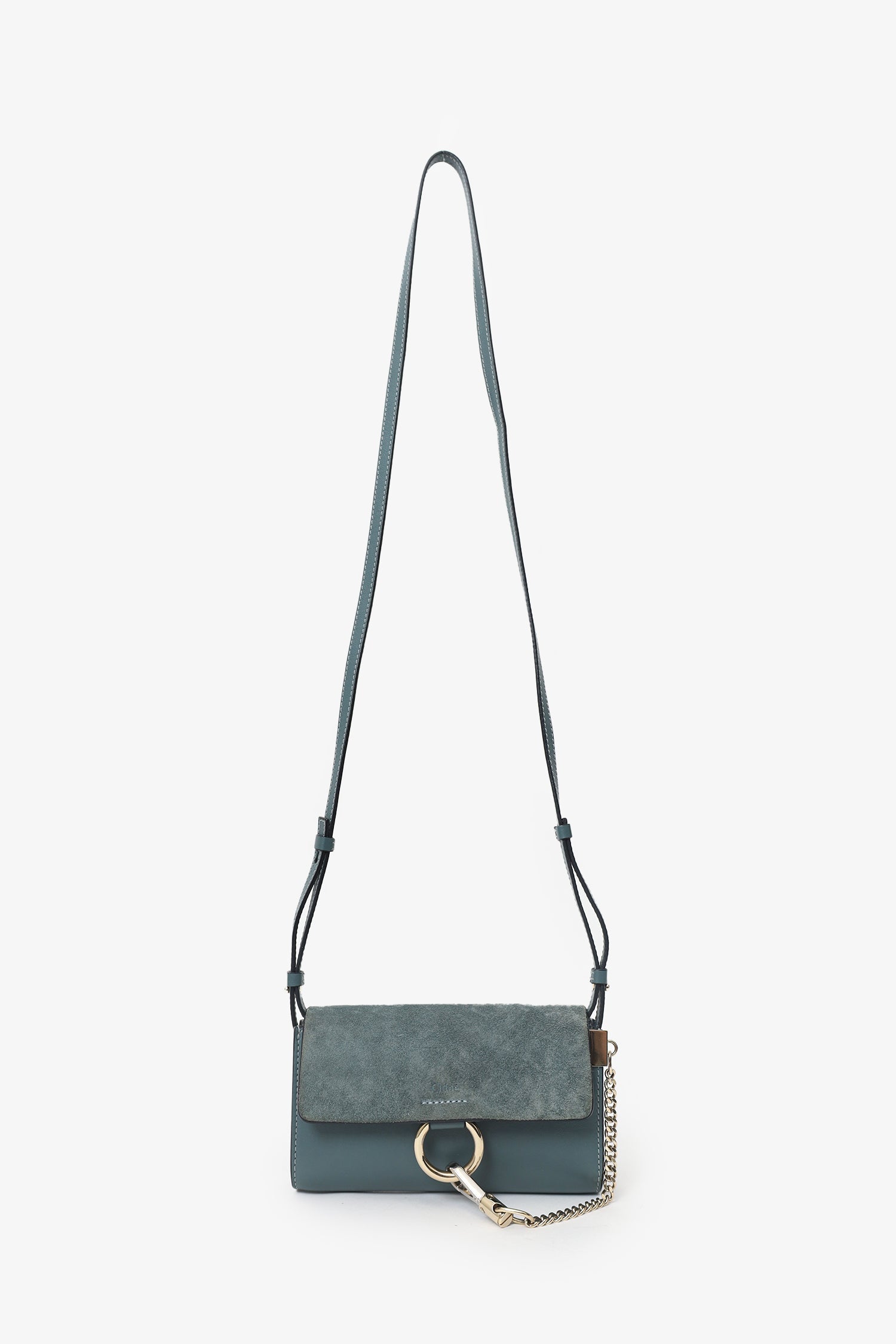 Chloe Green Suede/Leather Small Faye Bag
