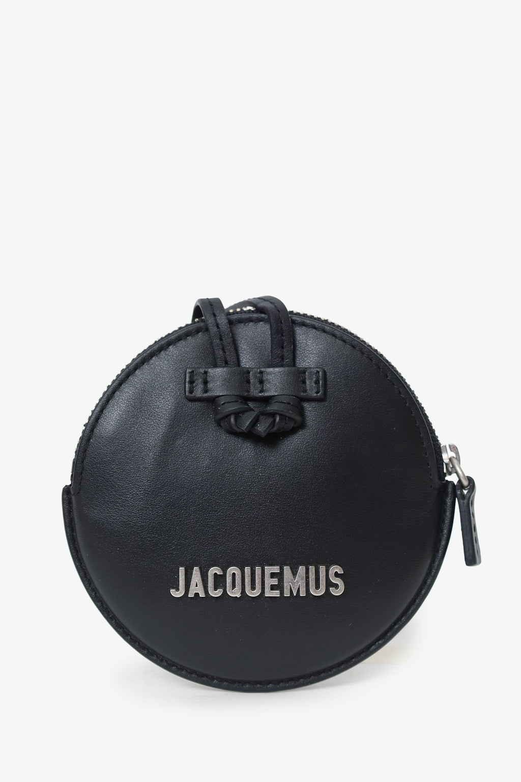 Jacquemus Black Leather Le Pitchou Round Coin Purse With Strap