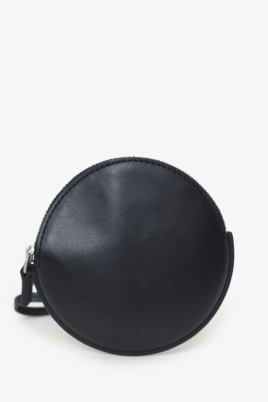 Jacquemus Black Leather Le Pitchou Round Coin Purse With Strap