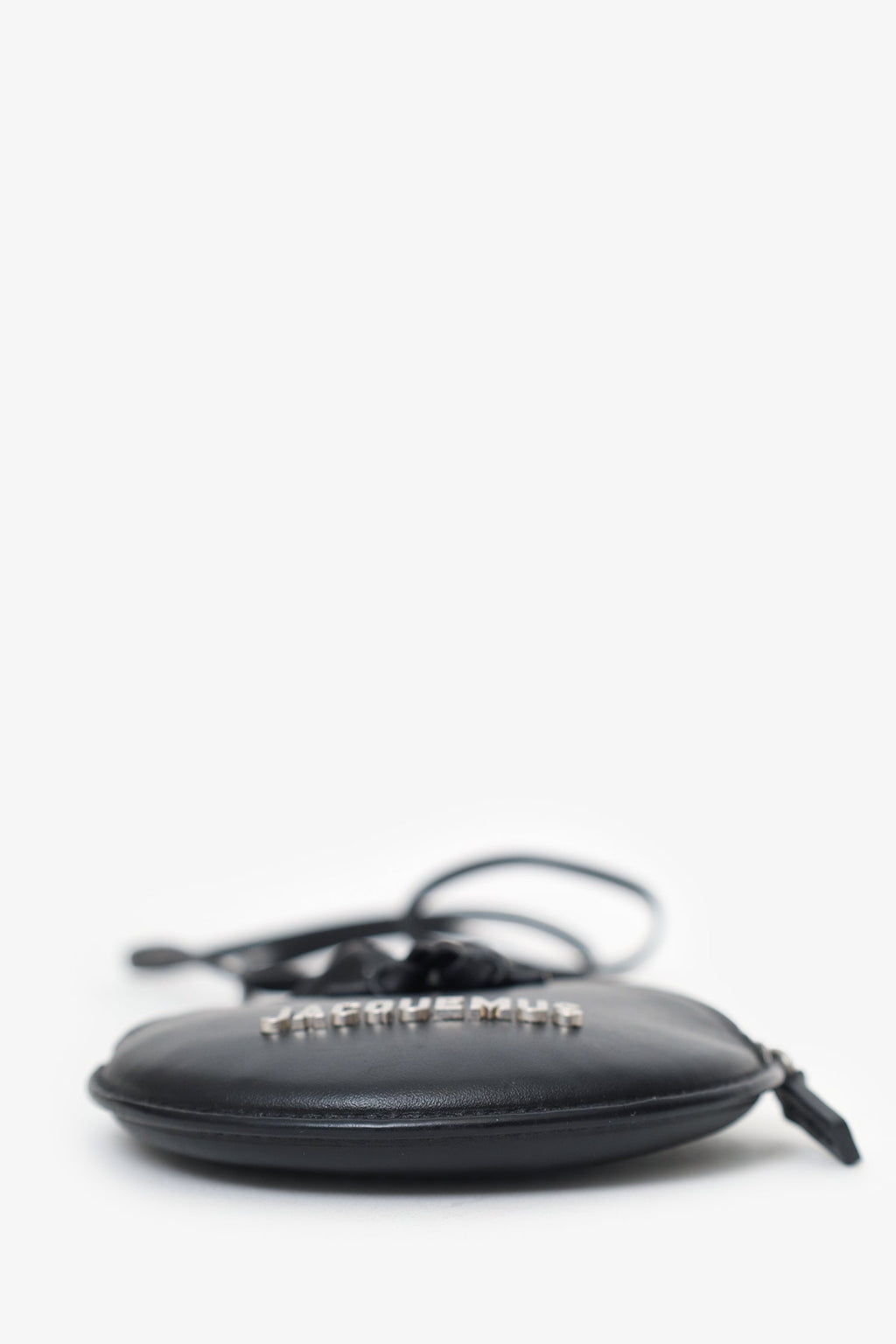 Jacquemus Black Leather Le Pitchou Round Coin Purse With Strap