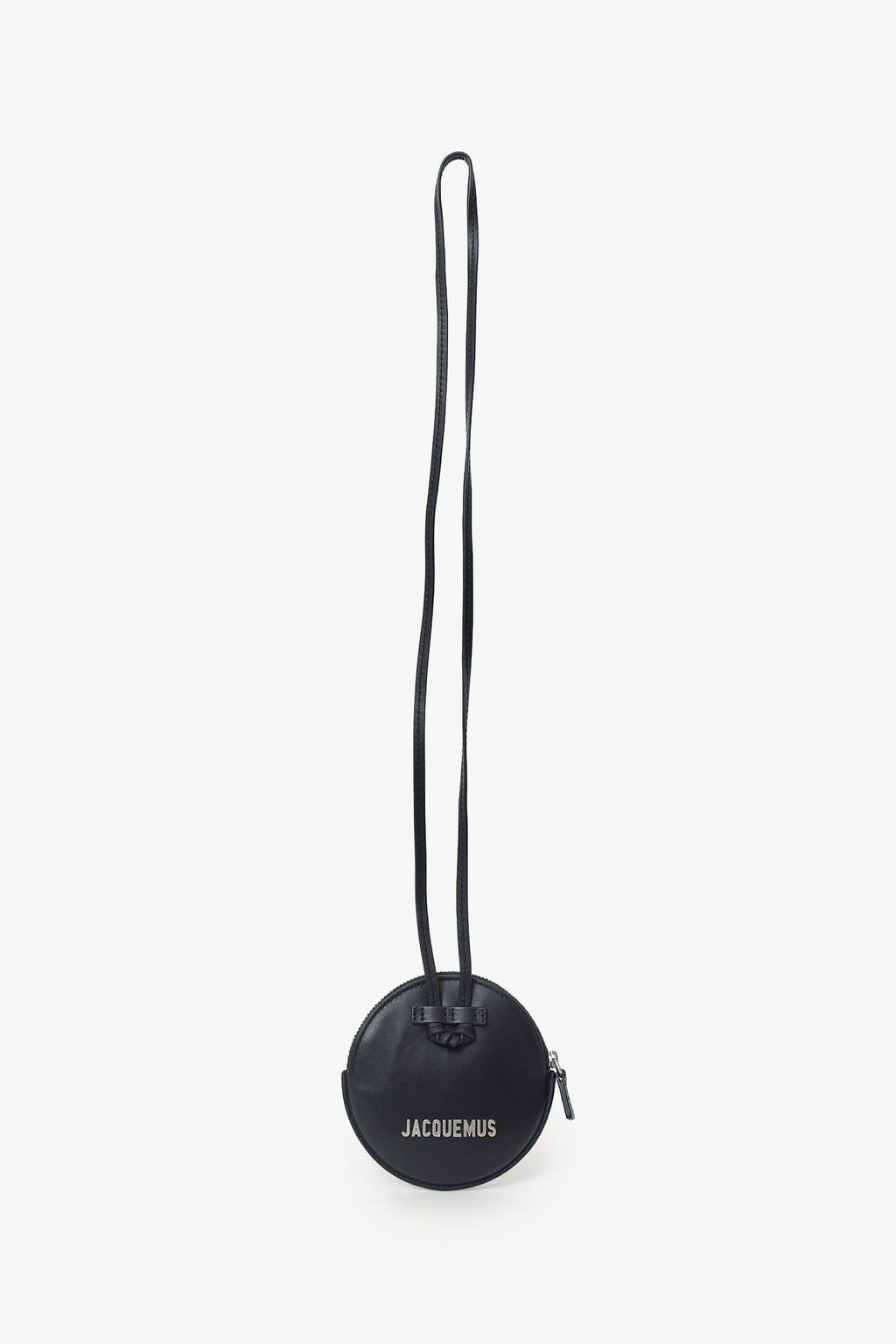 Jacquemus Black Leather Le Pitchou Round Coin Purse With Strap