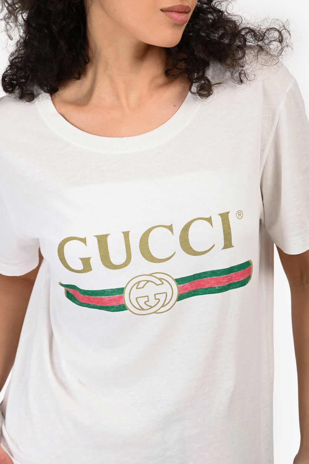 Gucci White Thin Jersey Distressed Logo T-Shirt Size XS
