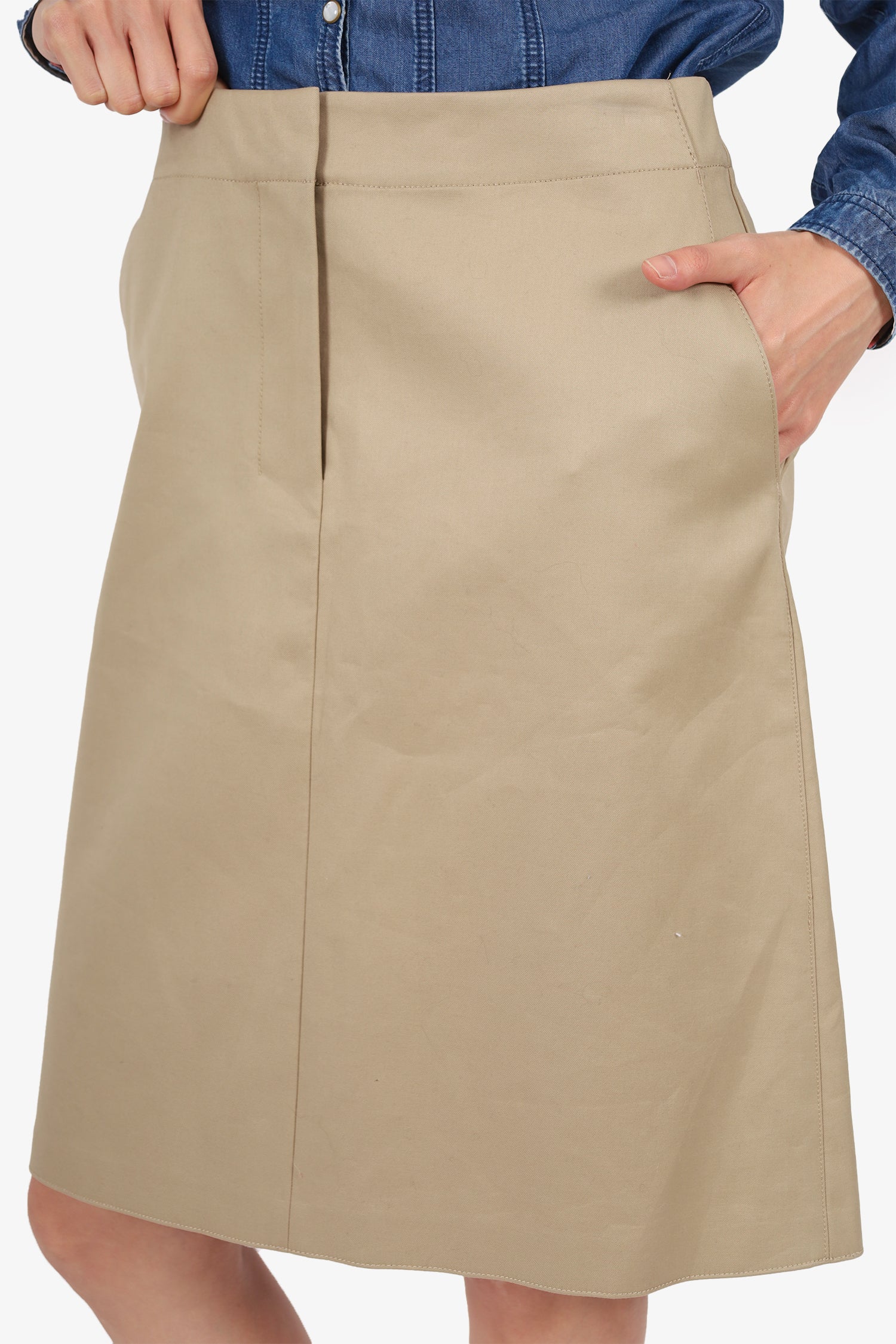 Theory Khaki Midi Skirt Size 2