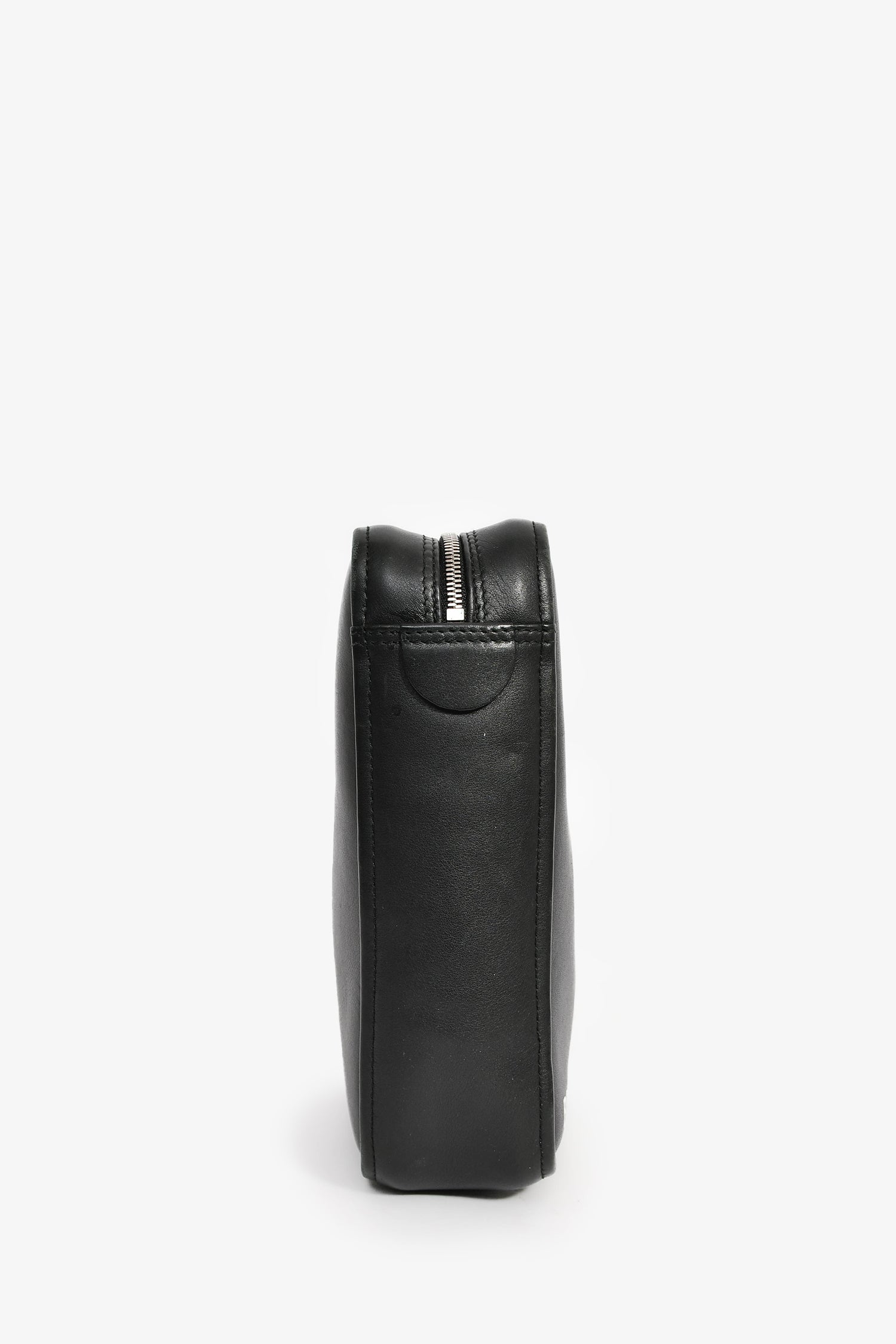 Balenciaga Black Leather Logo Triangle Top Handle Bag With Strap