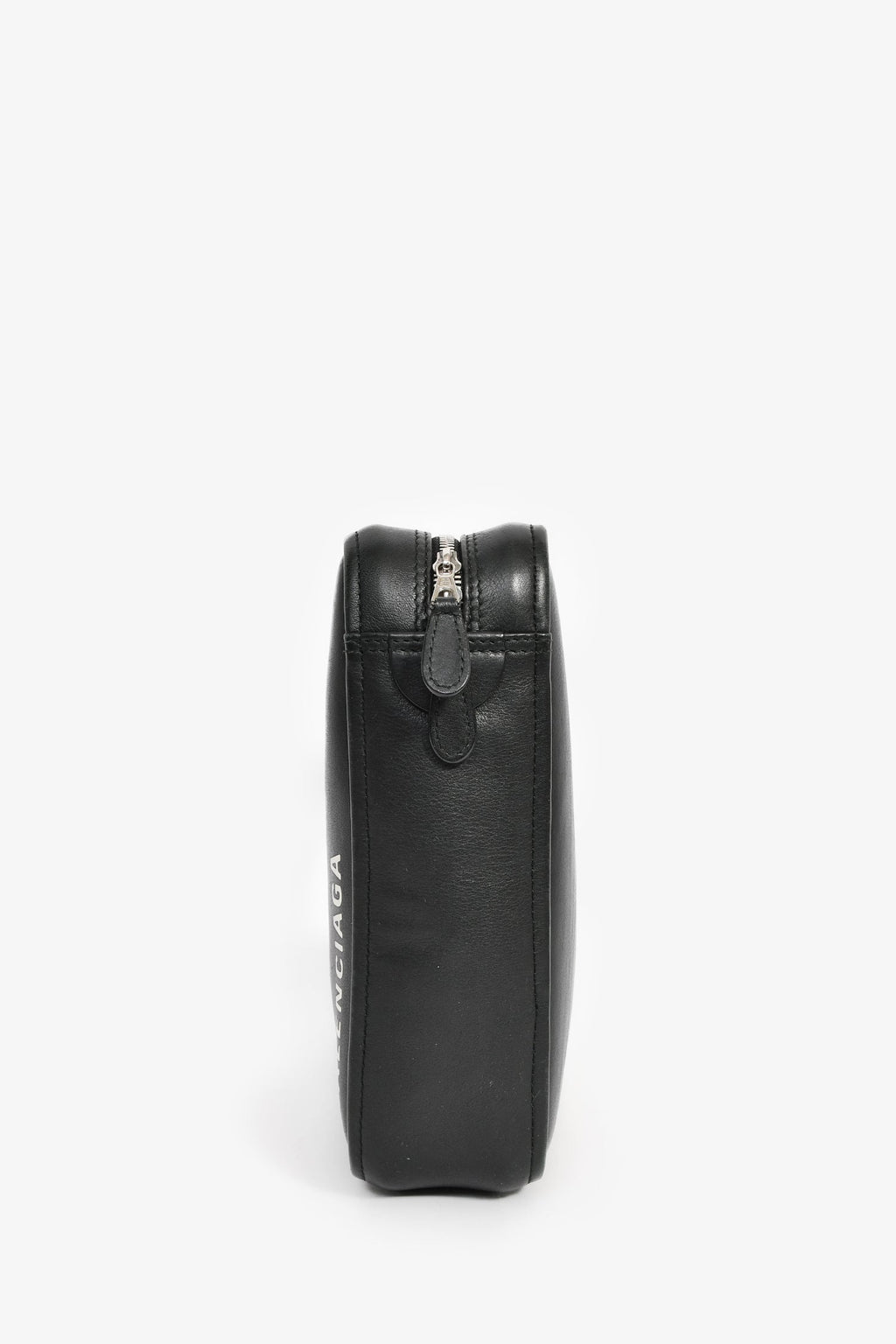 Balenciaga Black Leather Logo Triangle Top Handle Bag With Strap