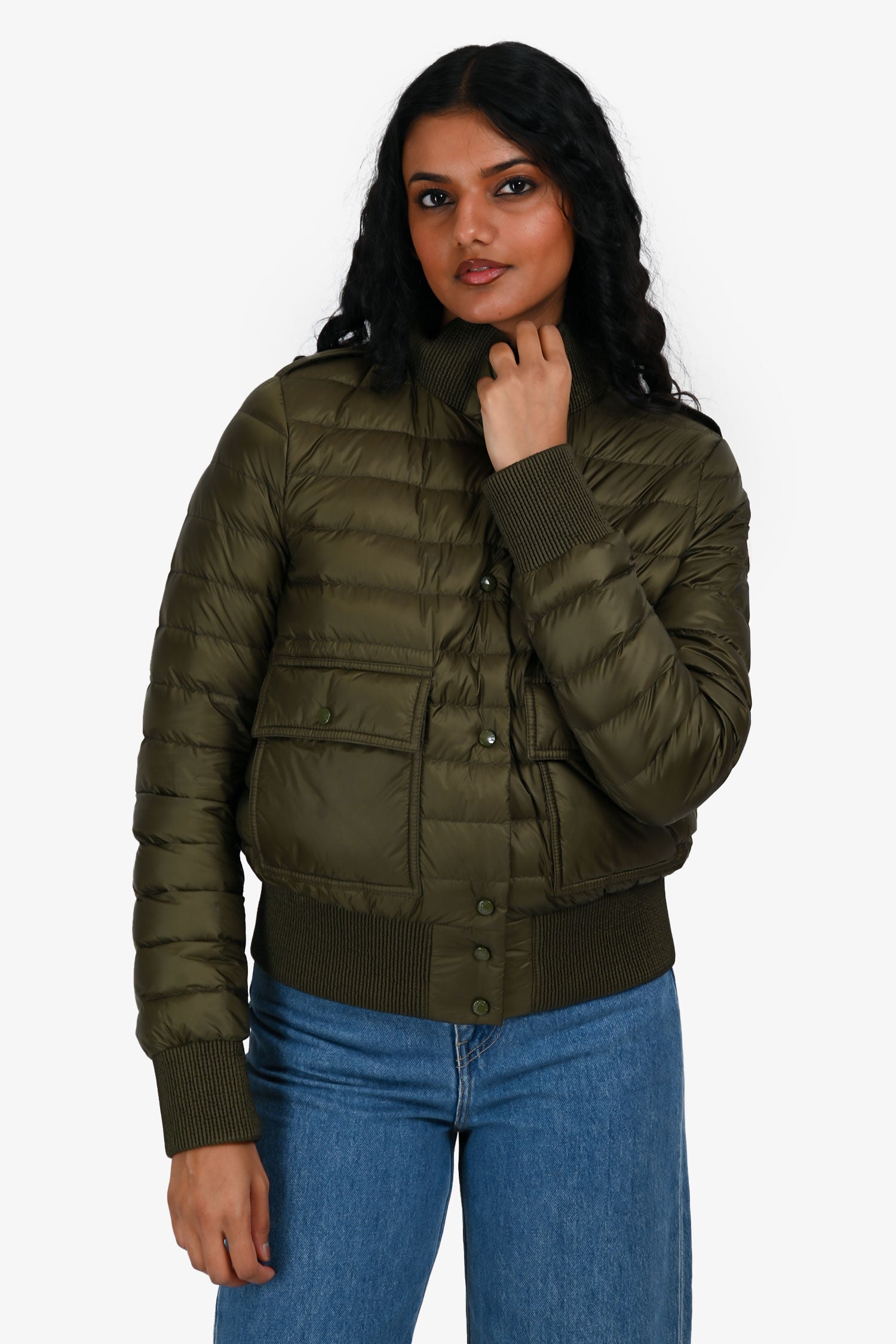 Moncler Green Down Lightweight 'Silene' Puffer Jacket Size 2