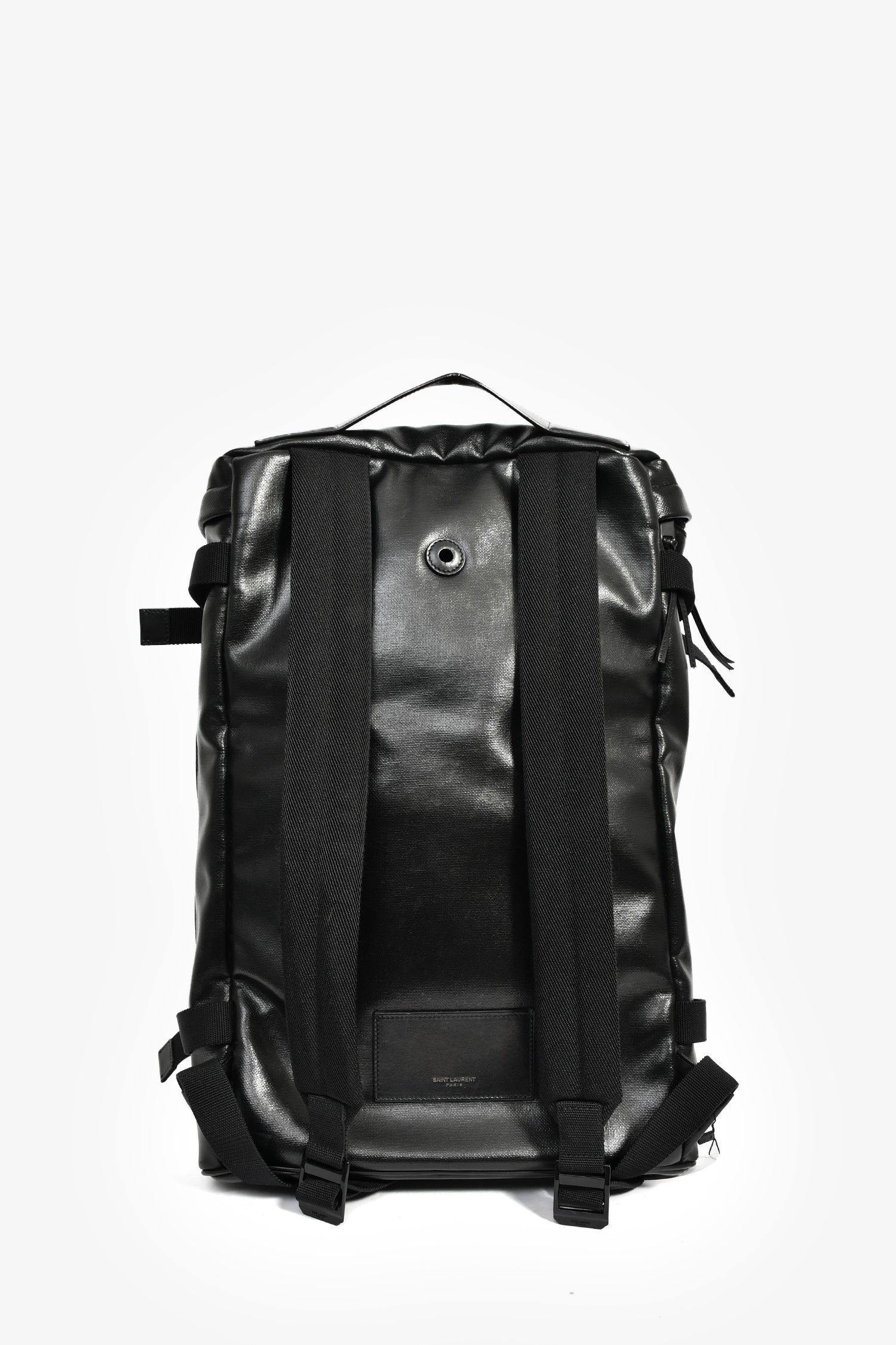 Saint Laurent Black Patent Rivington Race Backpack