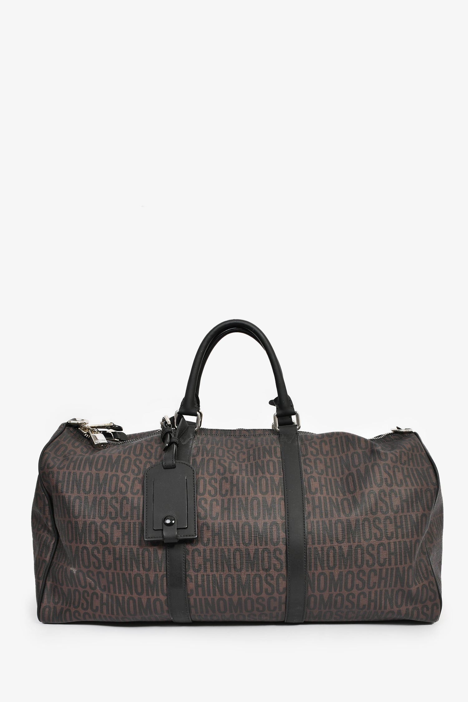 Moschino Brown Canvas Logo Duffle Bag