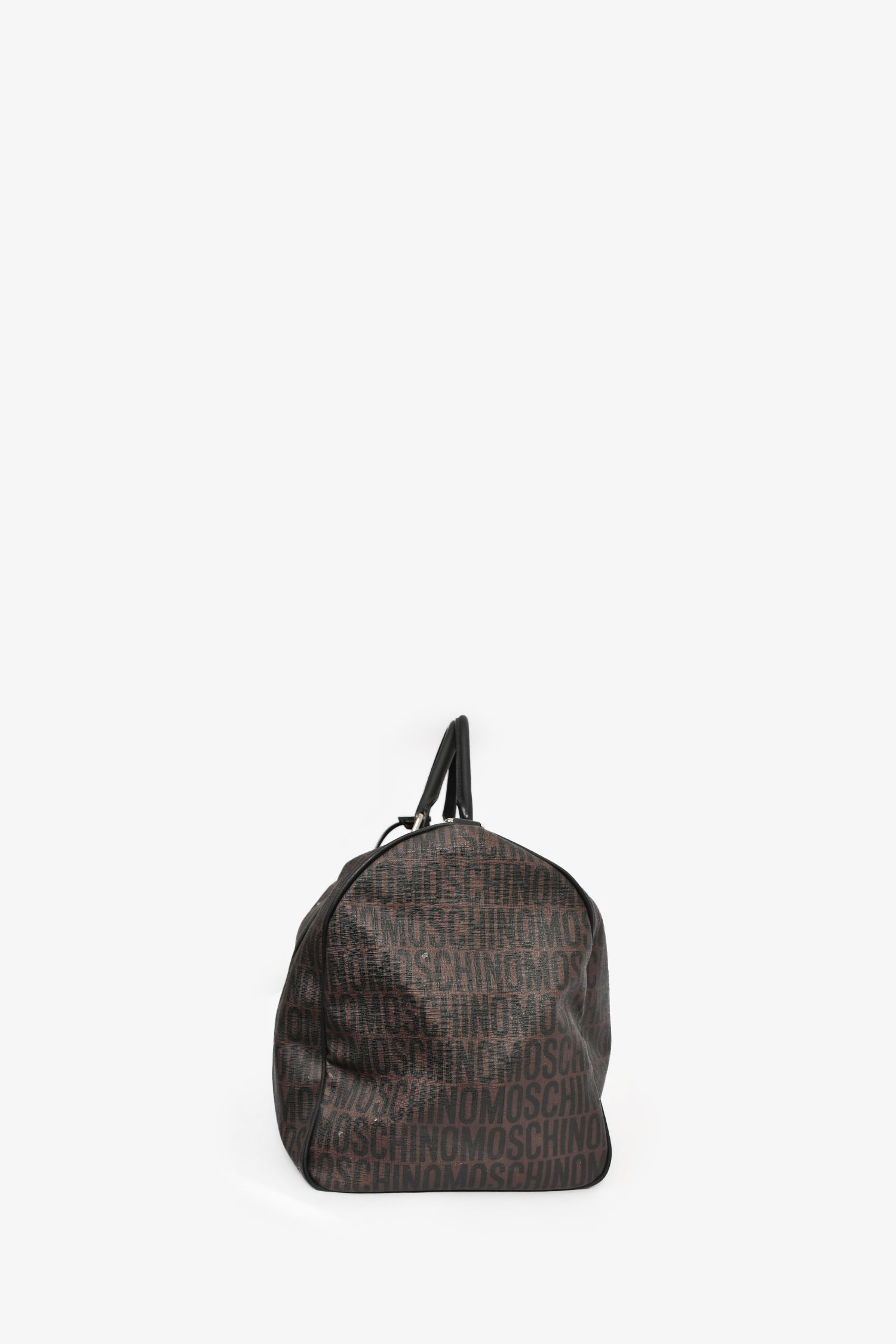 Moschino Brown Canvas Logo Duffle Bag