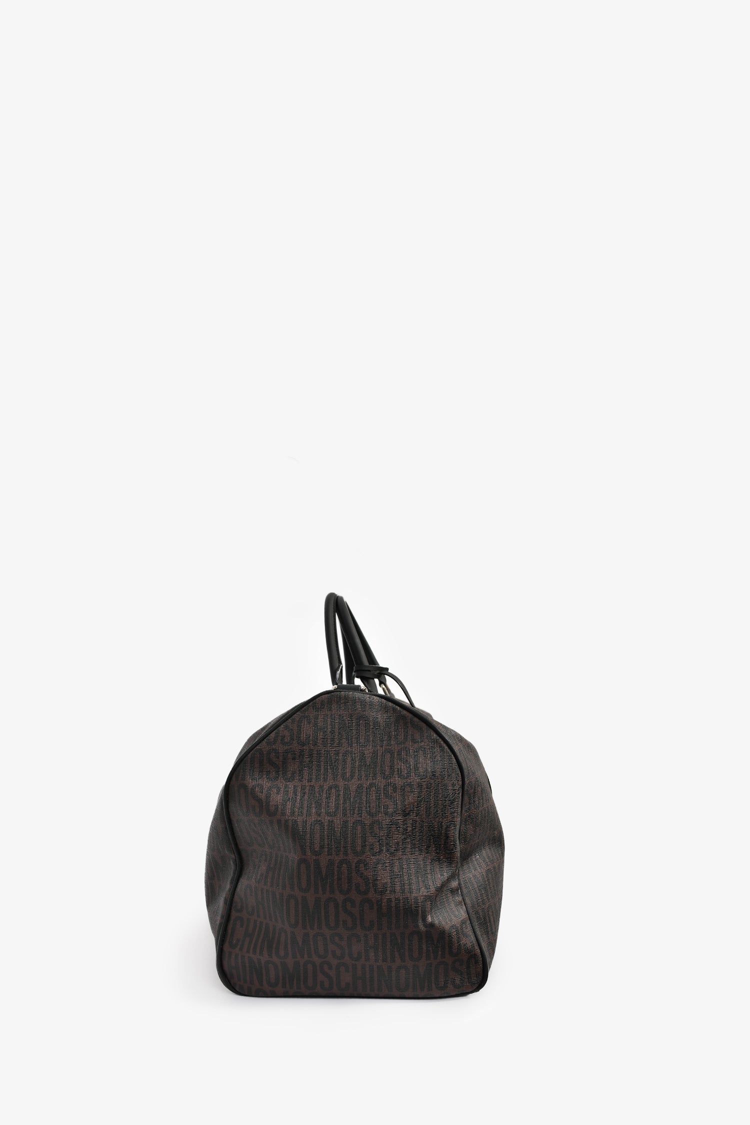 Moschino Brown Canvas Logo Duffle Bag