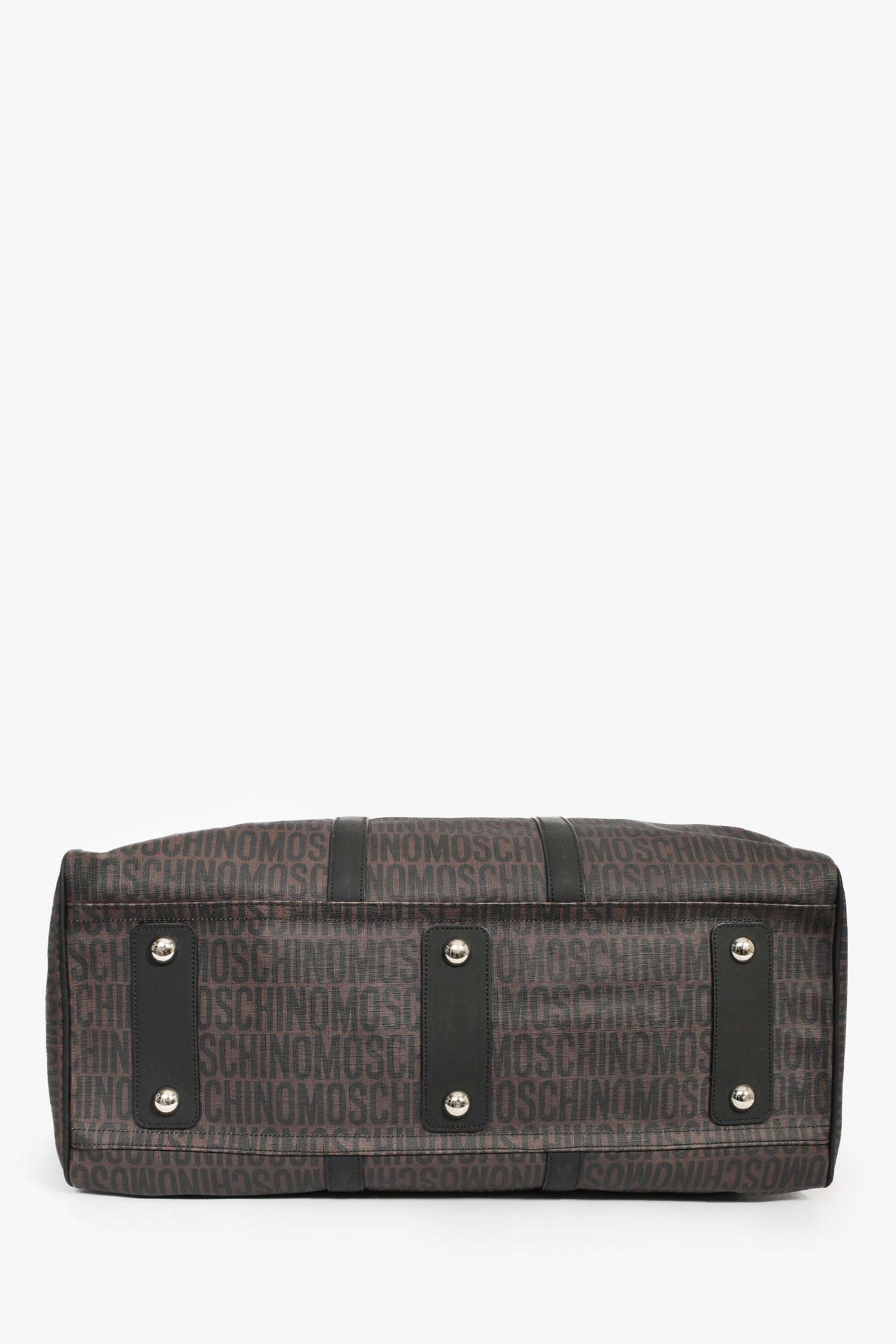 Moschino Brown Canvas Logo Duffle Bag