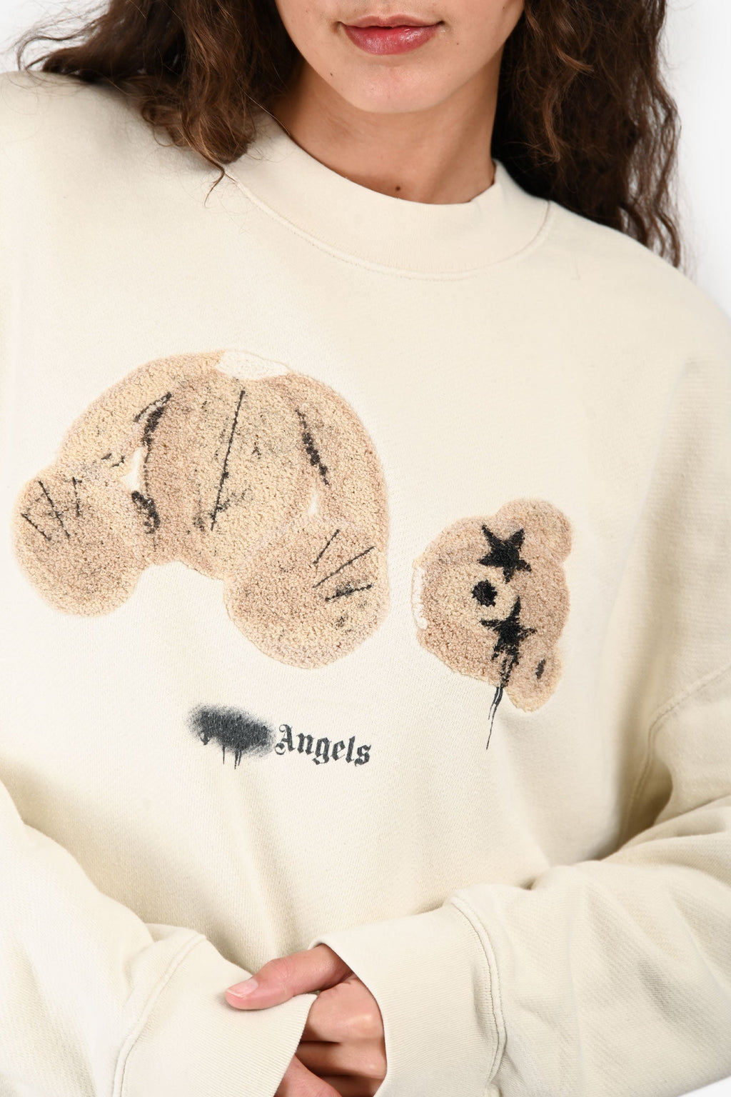 Palm Angels White Teddy Bear Crewneck Sweater Size XS