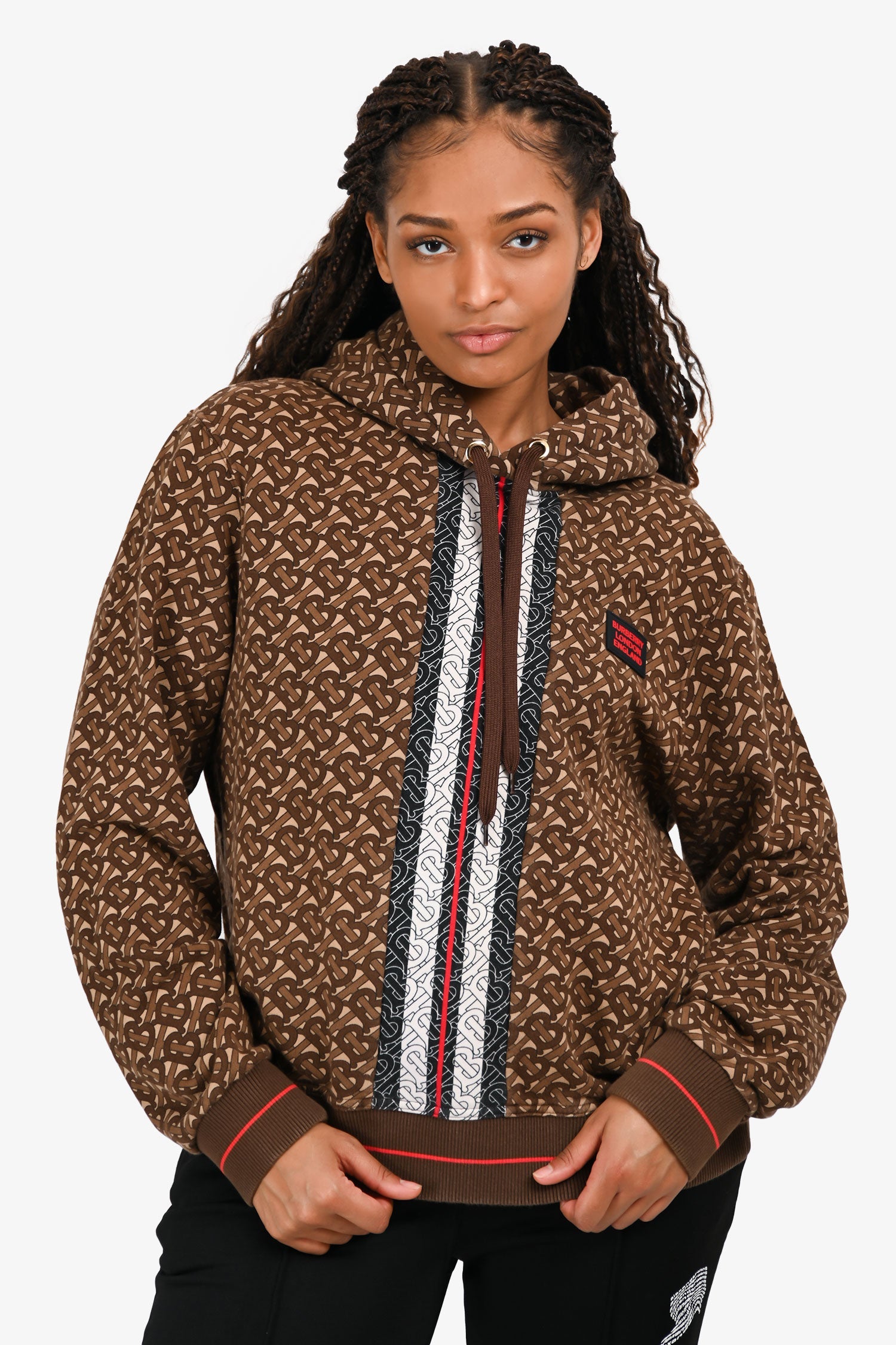 Burberry Brown TB Monogram Hoodie Size L