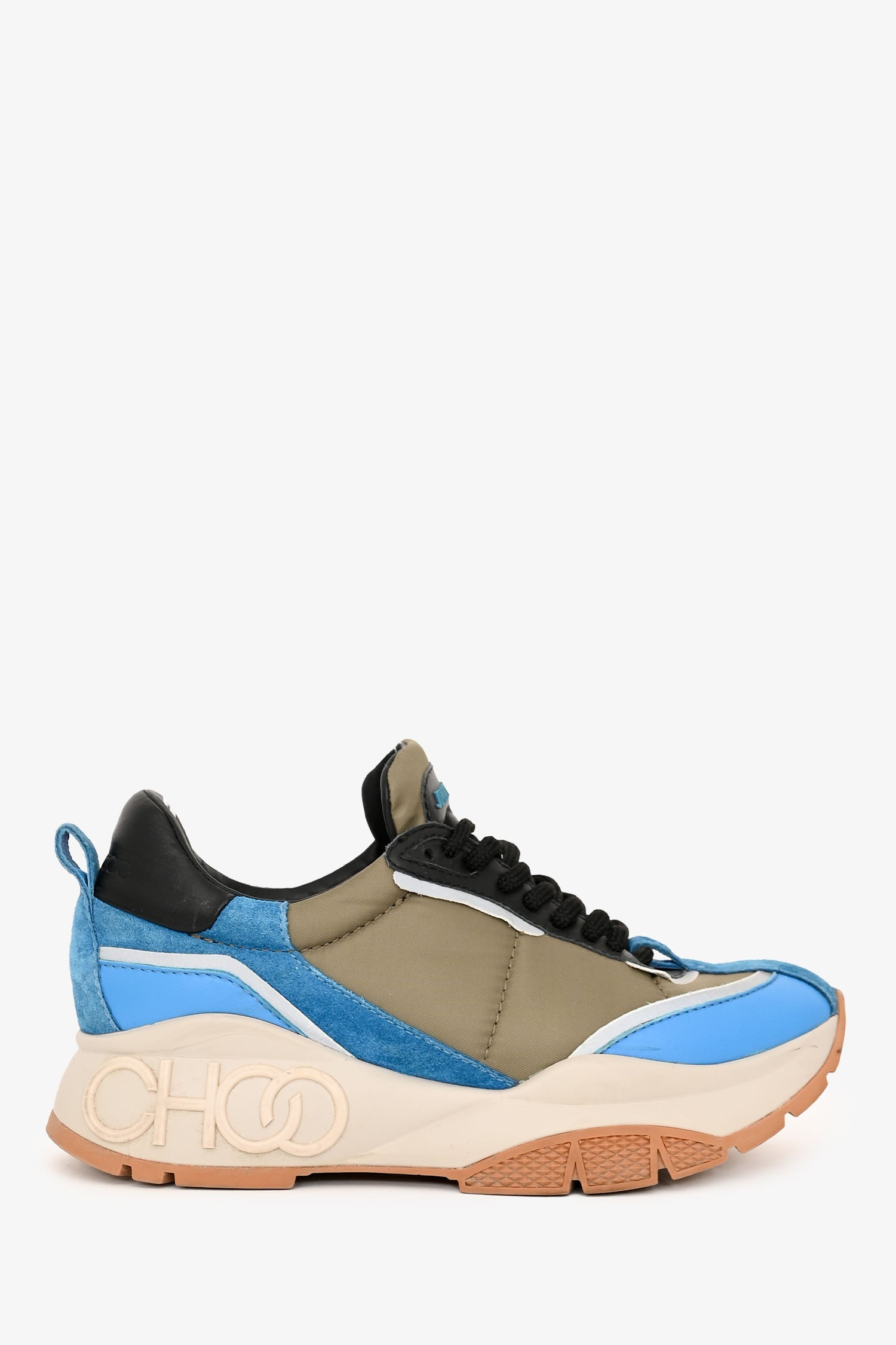 Jimmy Choo Blue/Green Leather Raine Sneakers Size 37.5