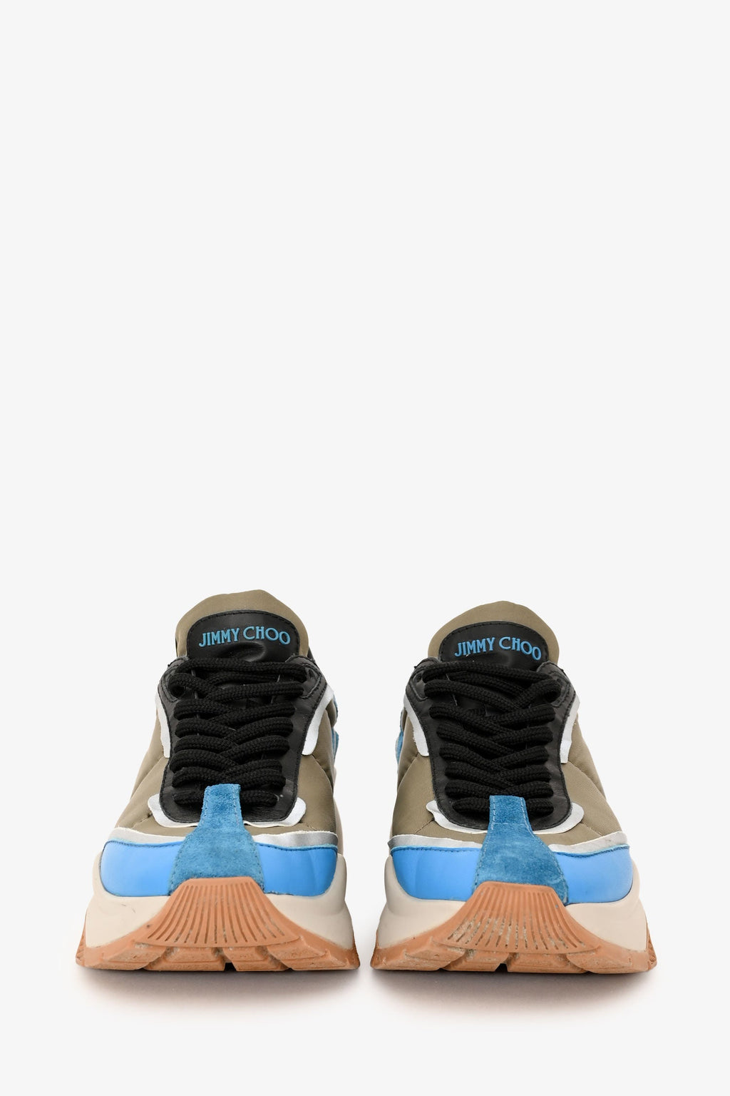 Jimmy Choo Blue/Green Leather Raine Sneakers Size 37.5