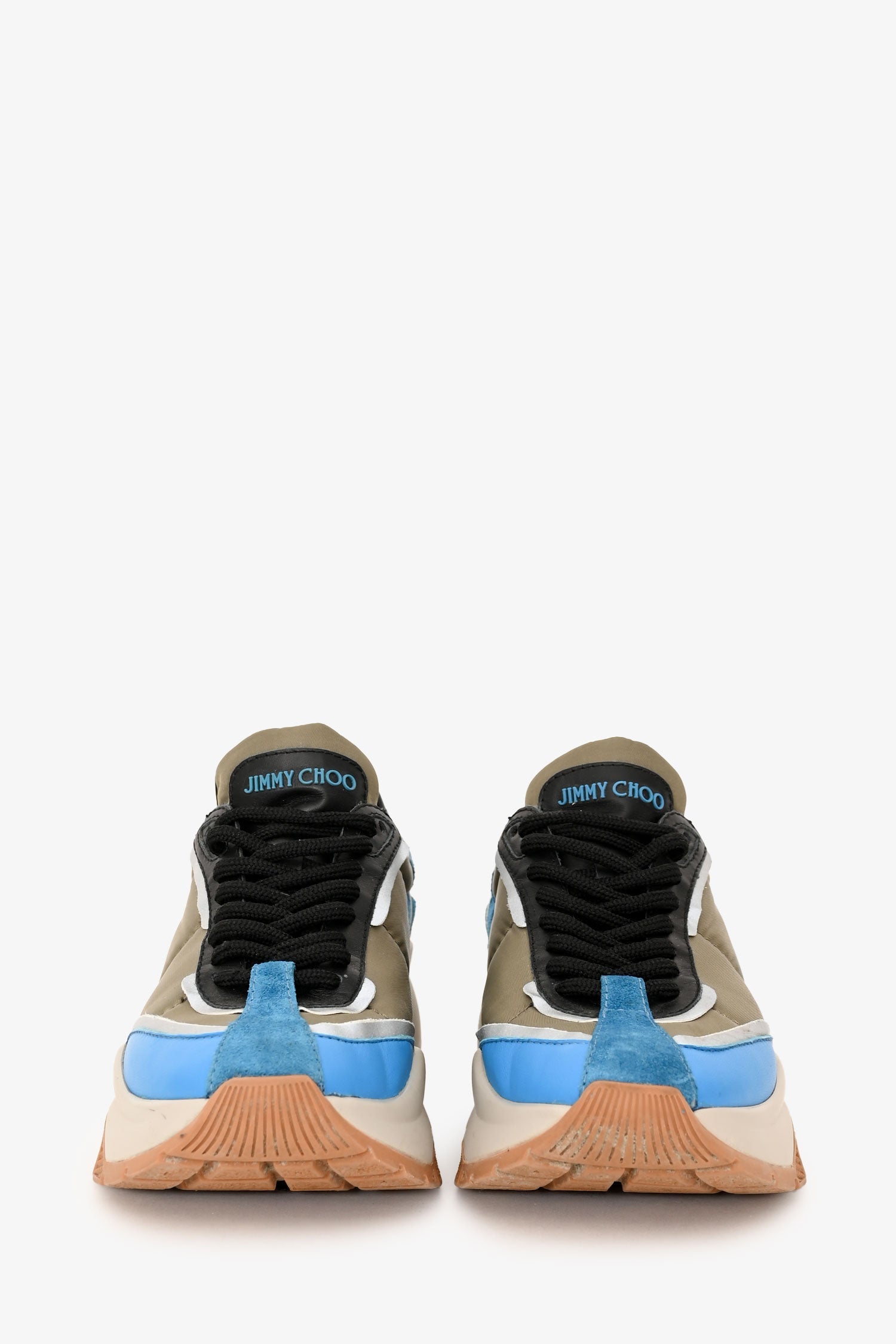 Jimmy Choo Blue/Green Leather Raine Sneakers Size 37.5
